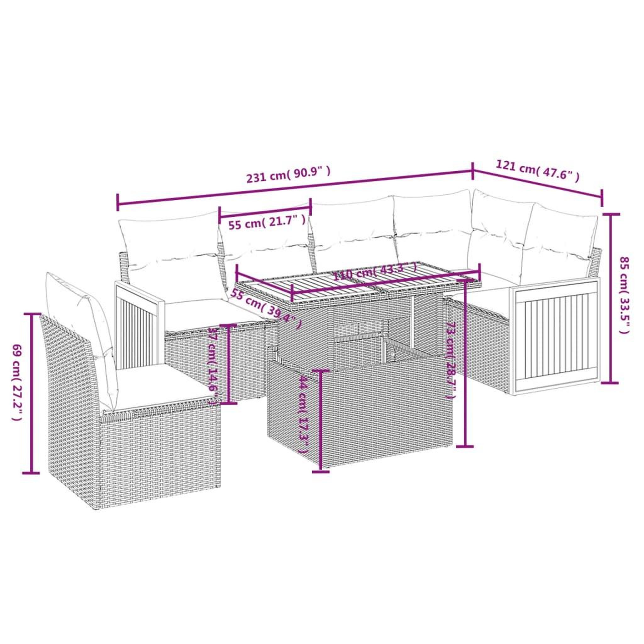 Voir la diapositive 4 : VIDAXL Salon de jardin 7 pcs avec coussins noir resine tressee