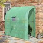 Voir la diapositive 2 : OUTSUNNY Serre de jardin adossée serre adossée dim. 2L x 1l x 2,13H m 4 étagères 2 portes zippées 1 fenêtre acier PE haute densité vert