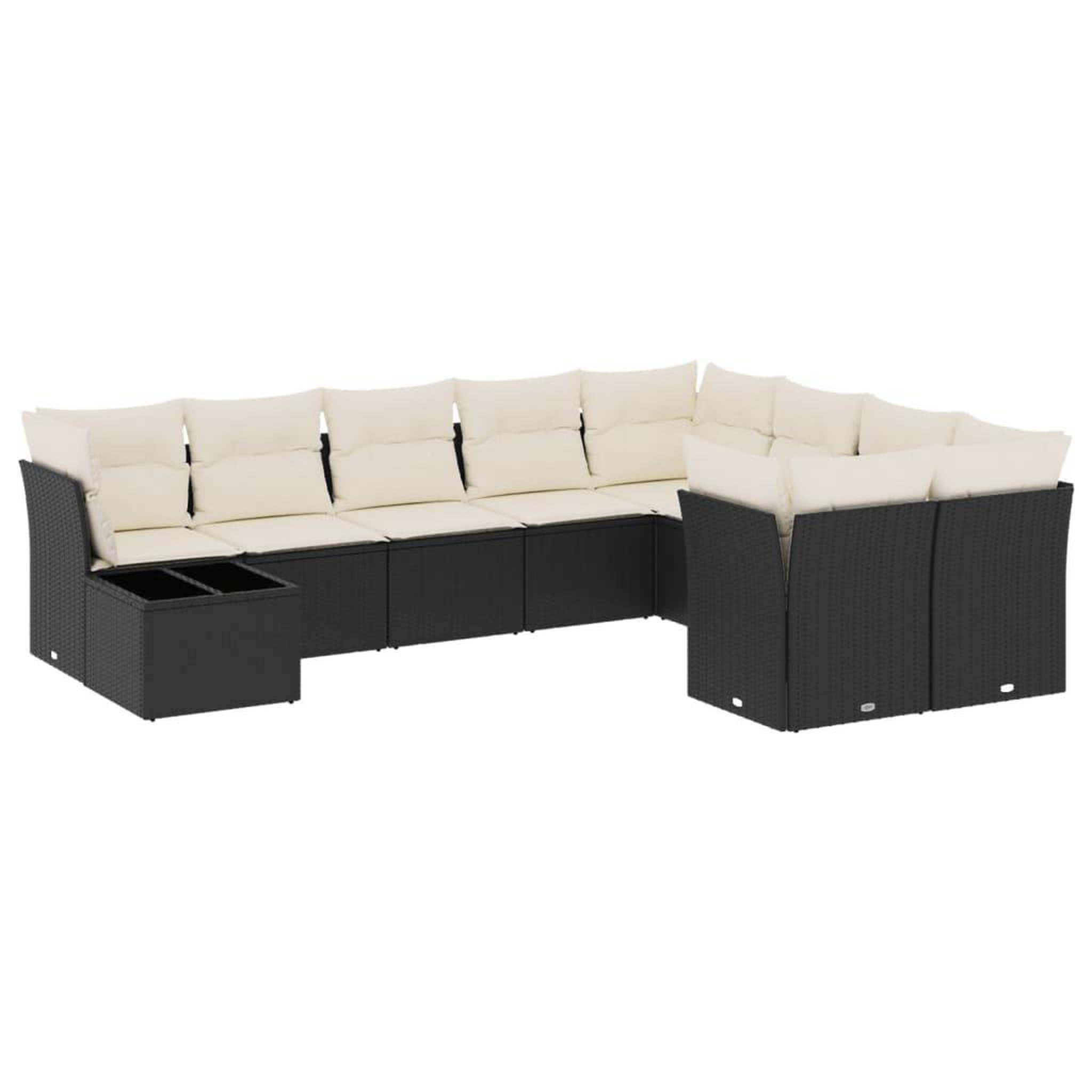 Voir la diapositive 2 : VIDAXL Salon de jardin 10 pcs avec coussins noir resine tressee