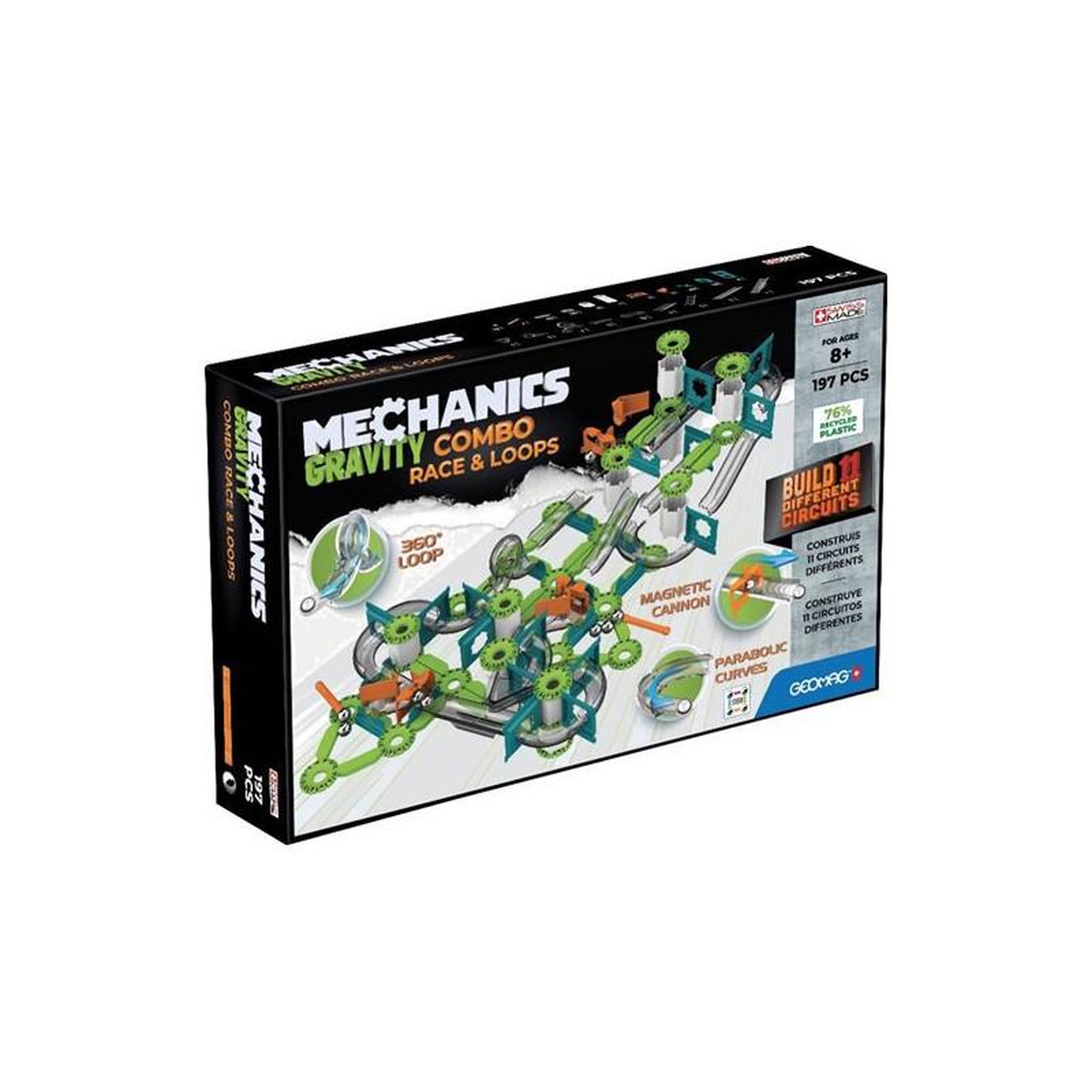 Geomag Jeu de construction Geomag Mechanics Combo Pack Race et Loop 197 Pcs Gravity
