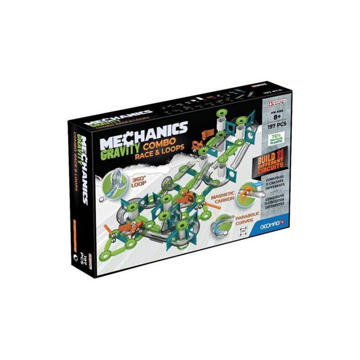 Geomag Jeu de construction Geomag Mechanics Combo Pack Race et Loop 197 Pcs Gravity