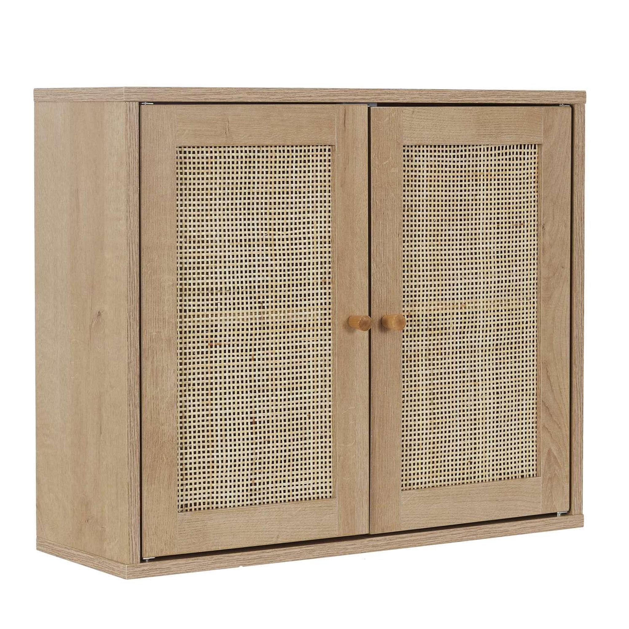 Voir la diapositive 4 : The Home Deco Factory Armoire murale 2 portes en cannage bali - marron