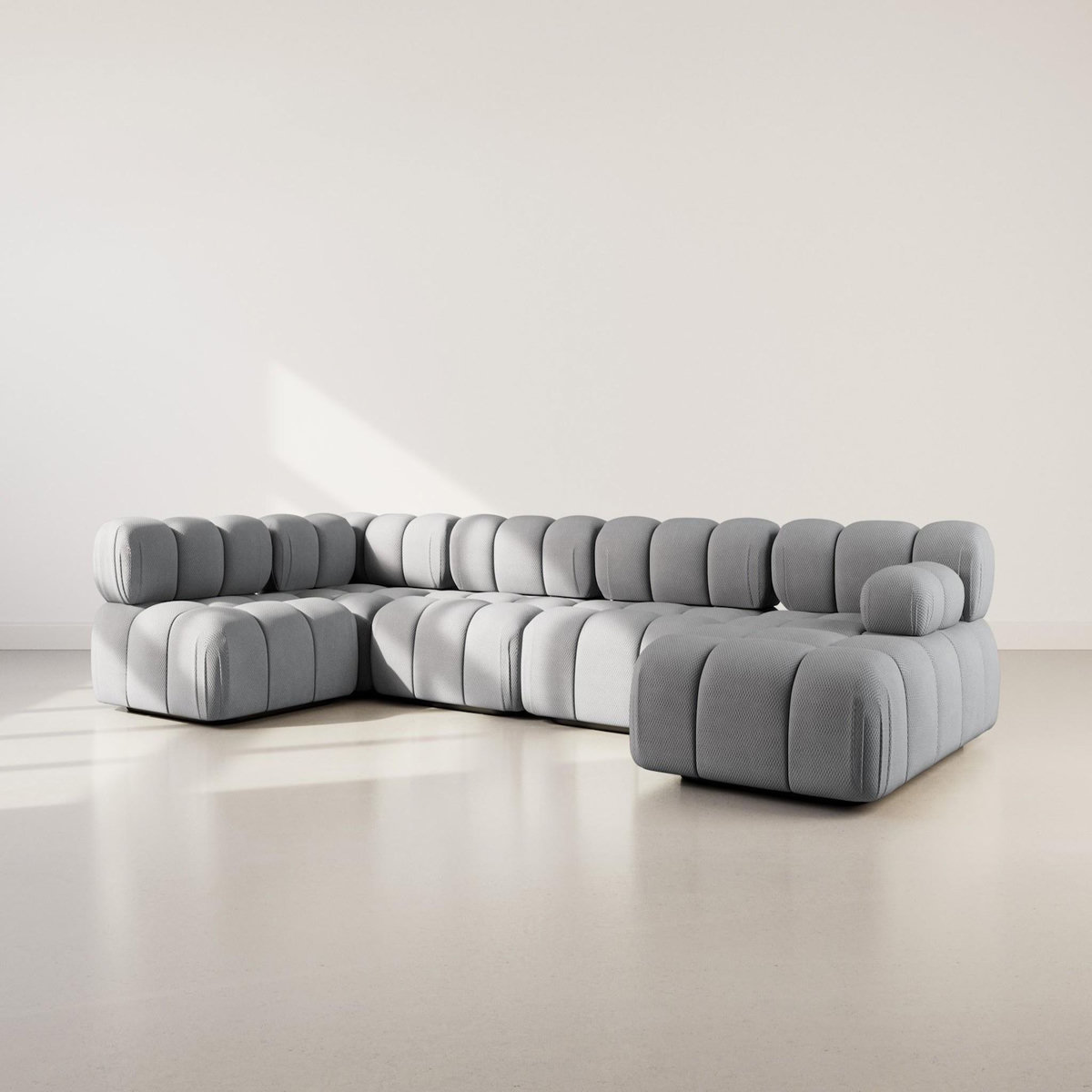 LISA DESIGN Ruby - canapé panoramique modulable d'angle gauche 7 places en velours texturé