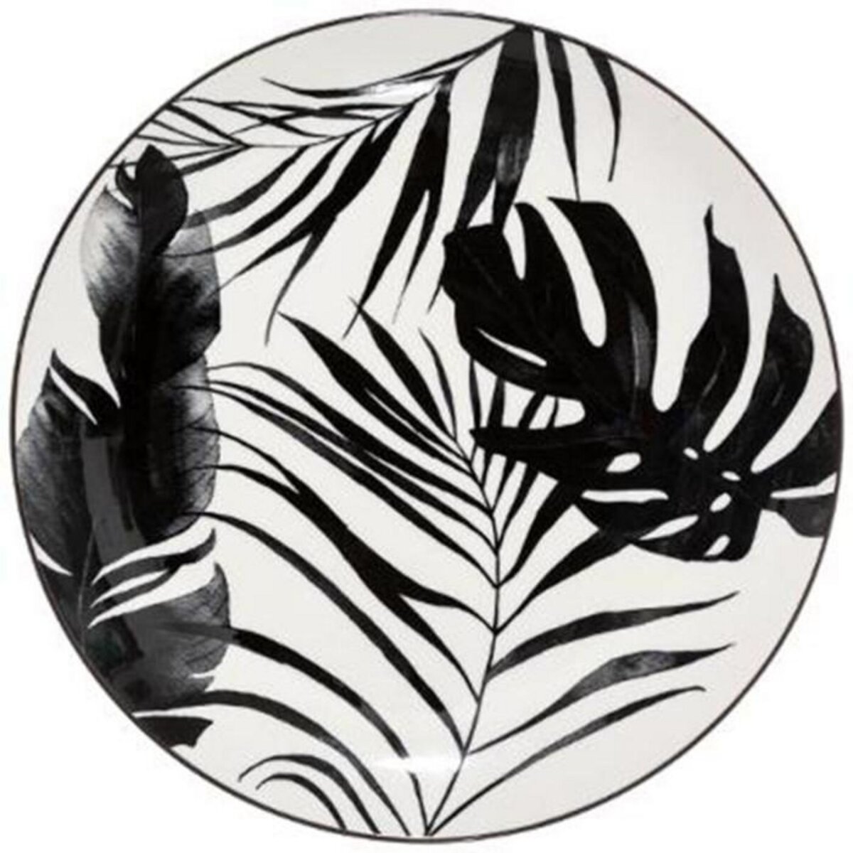 SECRET DE GOURMET Lot de 6 Assiettes Plates  Palme  26cm Noir