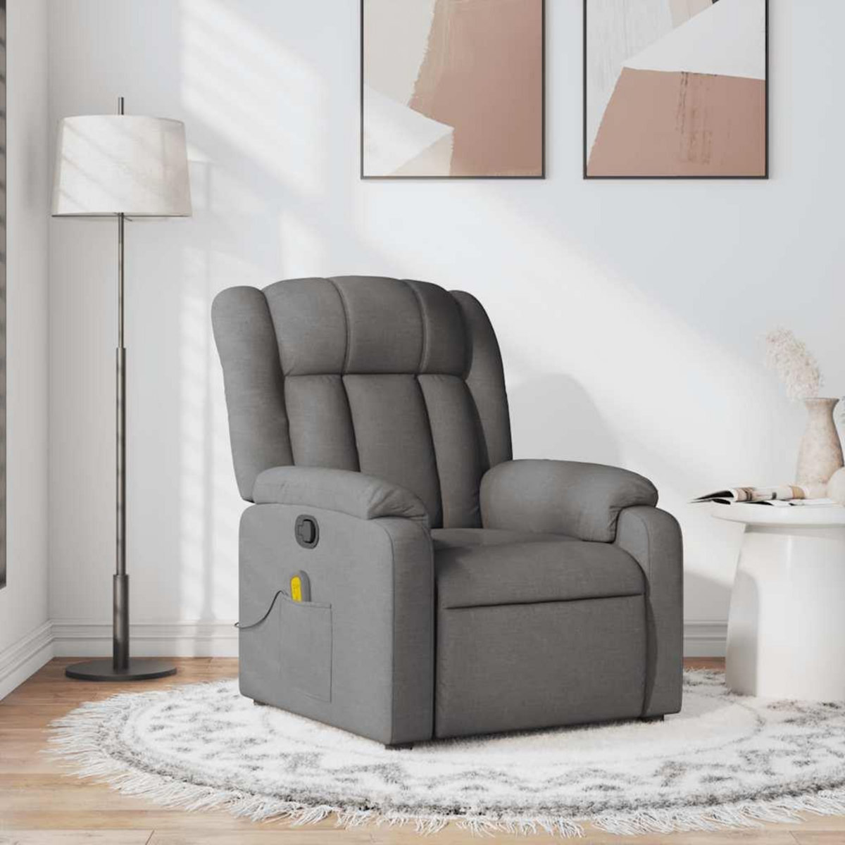 VIDAXL Fauteuil de massage inclinable Gris fonce Tissu