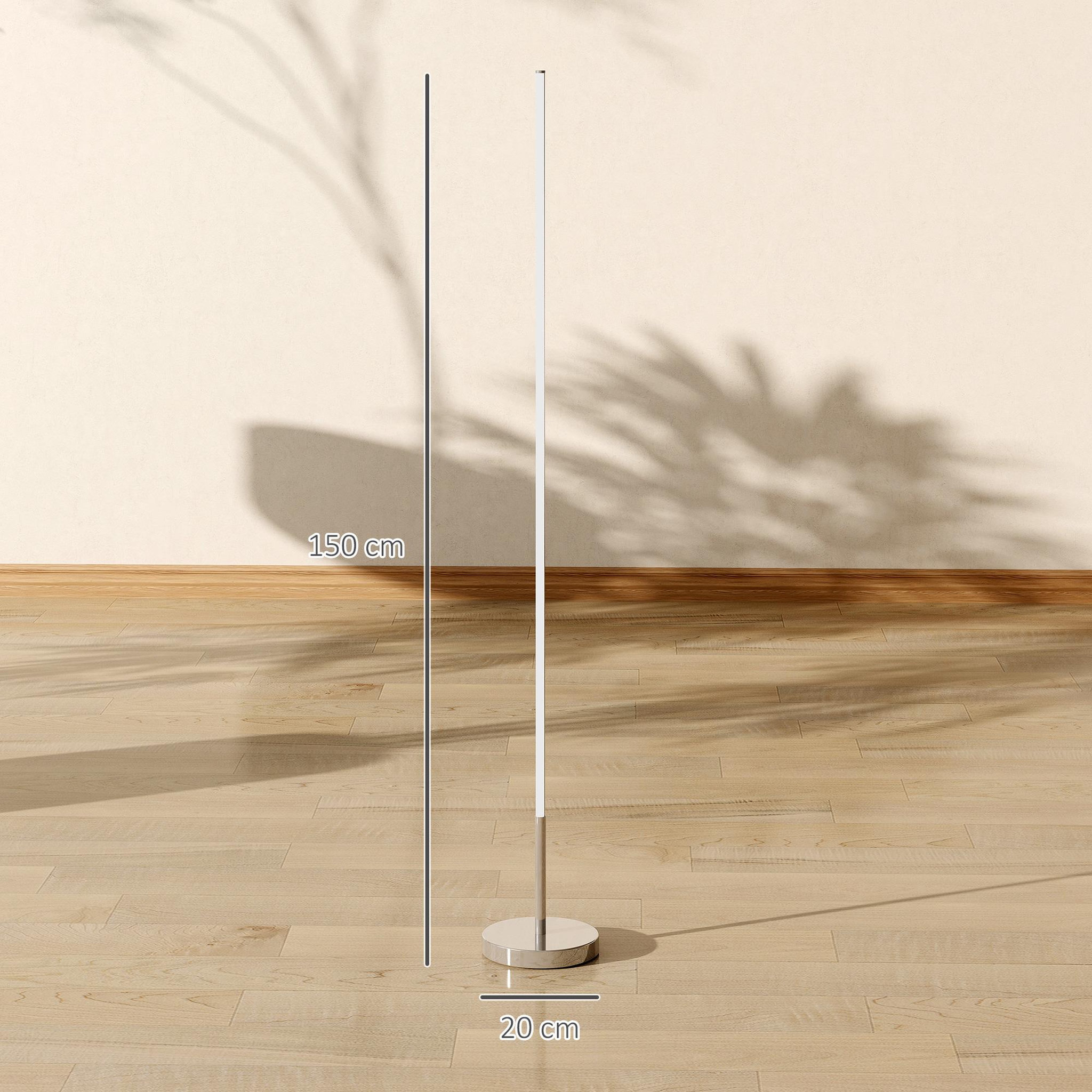 Voir la diapositive 4 : HOMCOM Lampadaire tube LED droit dimmable réglable 18W H.150cm avec télécommande acier gris