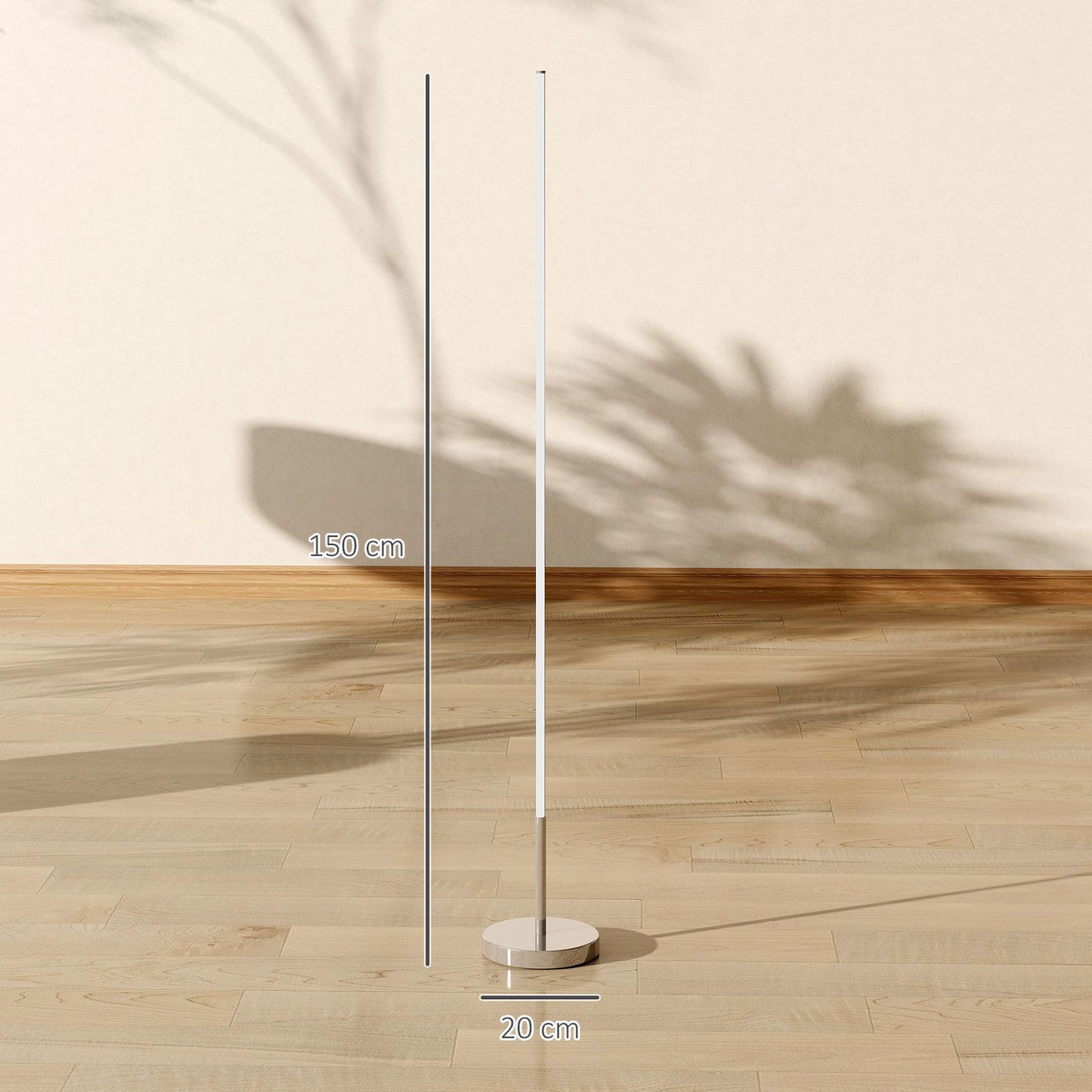 HOMCOM Lampadaire tube LED droit dimmable réglable 18W H.150cm avec télécommande acier gris