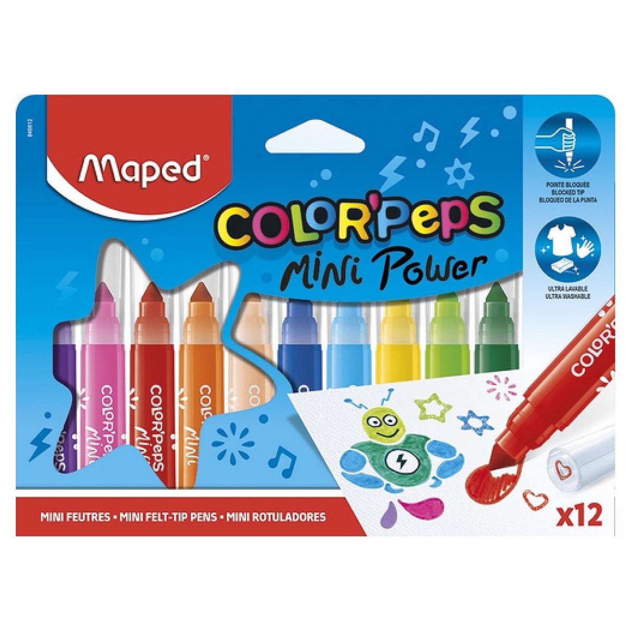 MAPED Color peps mes 12 feutres mini power