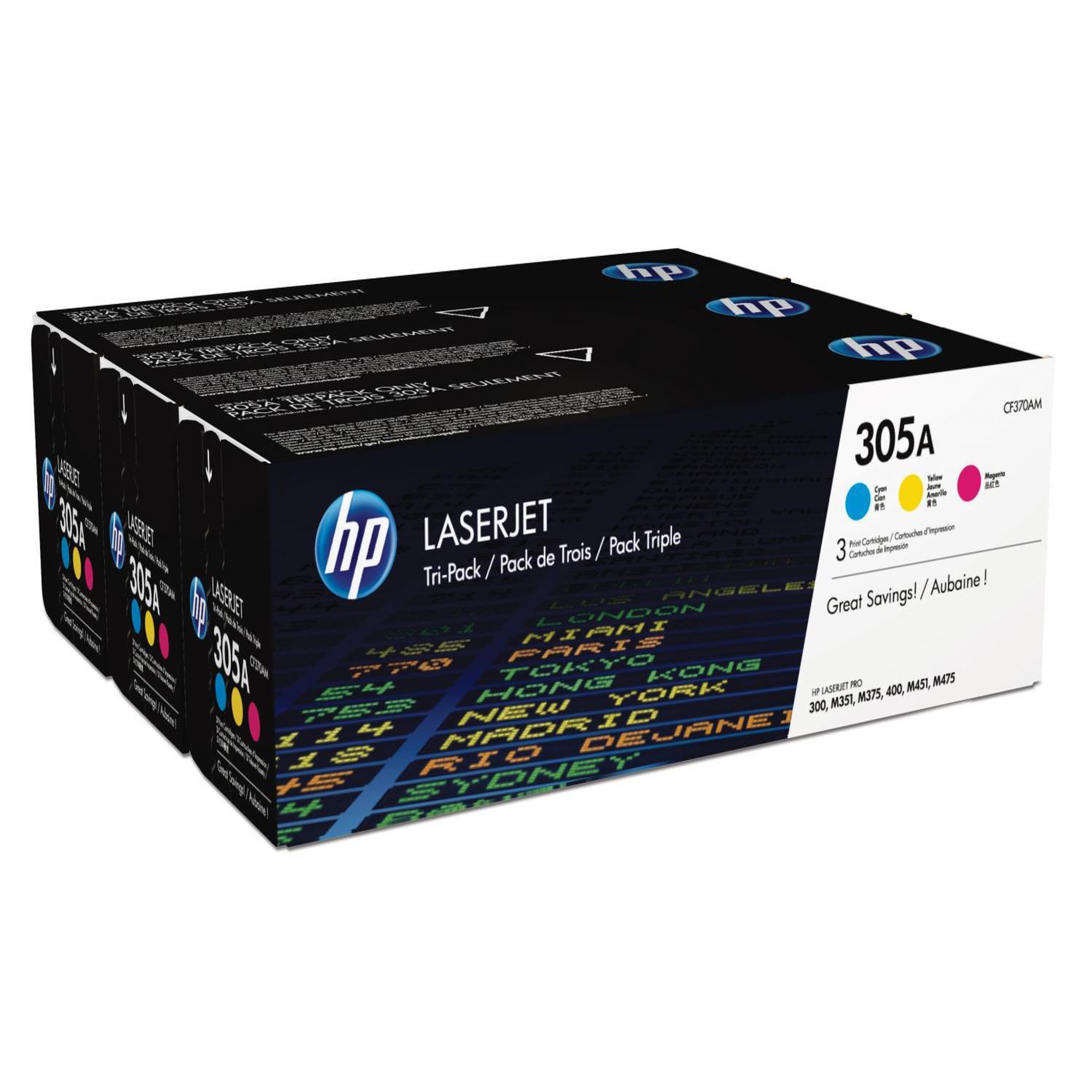 Voir la diapositive 2 : HP Hp 305a pack de 3 toners laserjet cyan/magenta/jaune authentiques