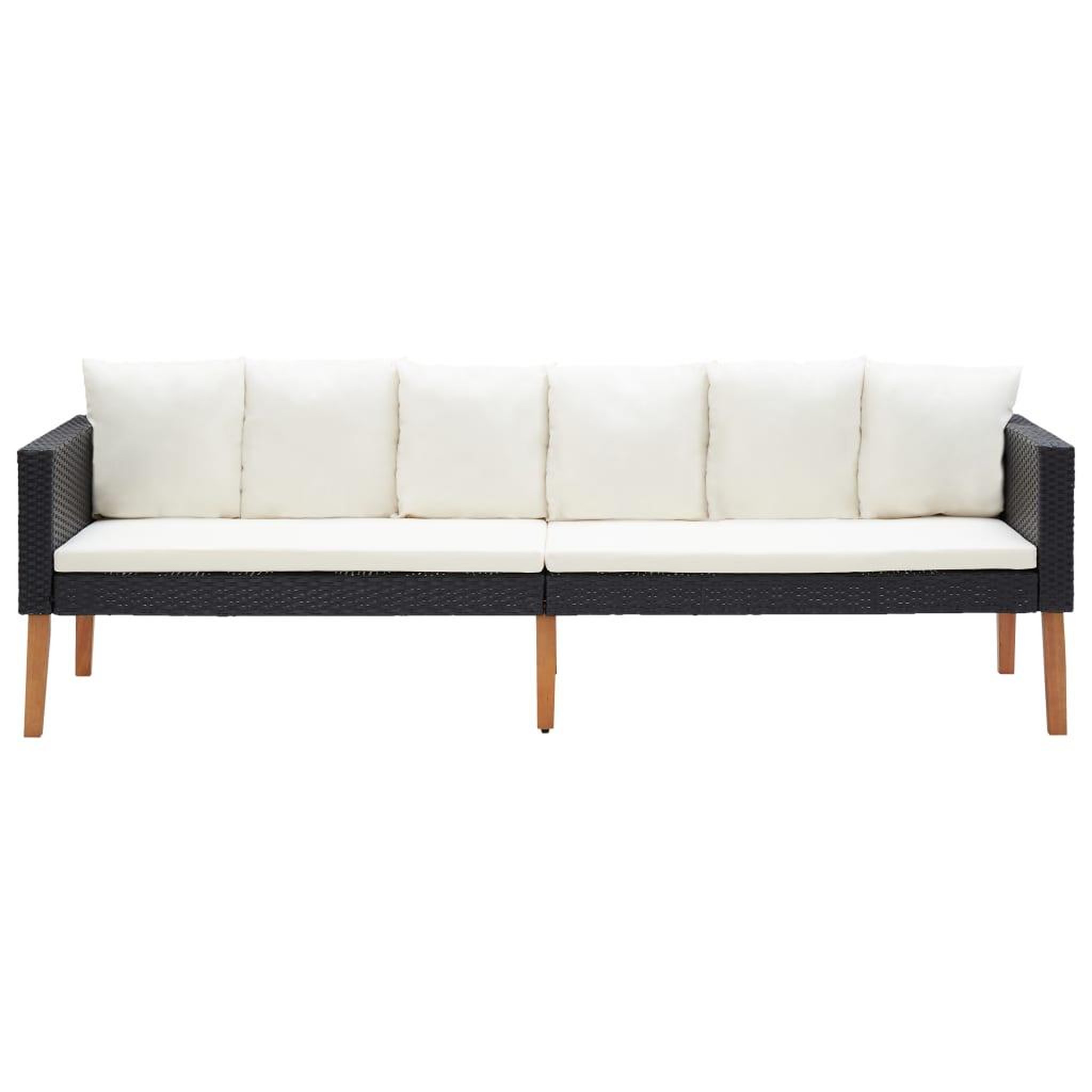 Voir la diapositive 2 : VIDAXL Canape de jardin a 3 places avec coussins Resine tressee Noir