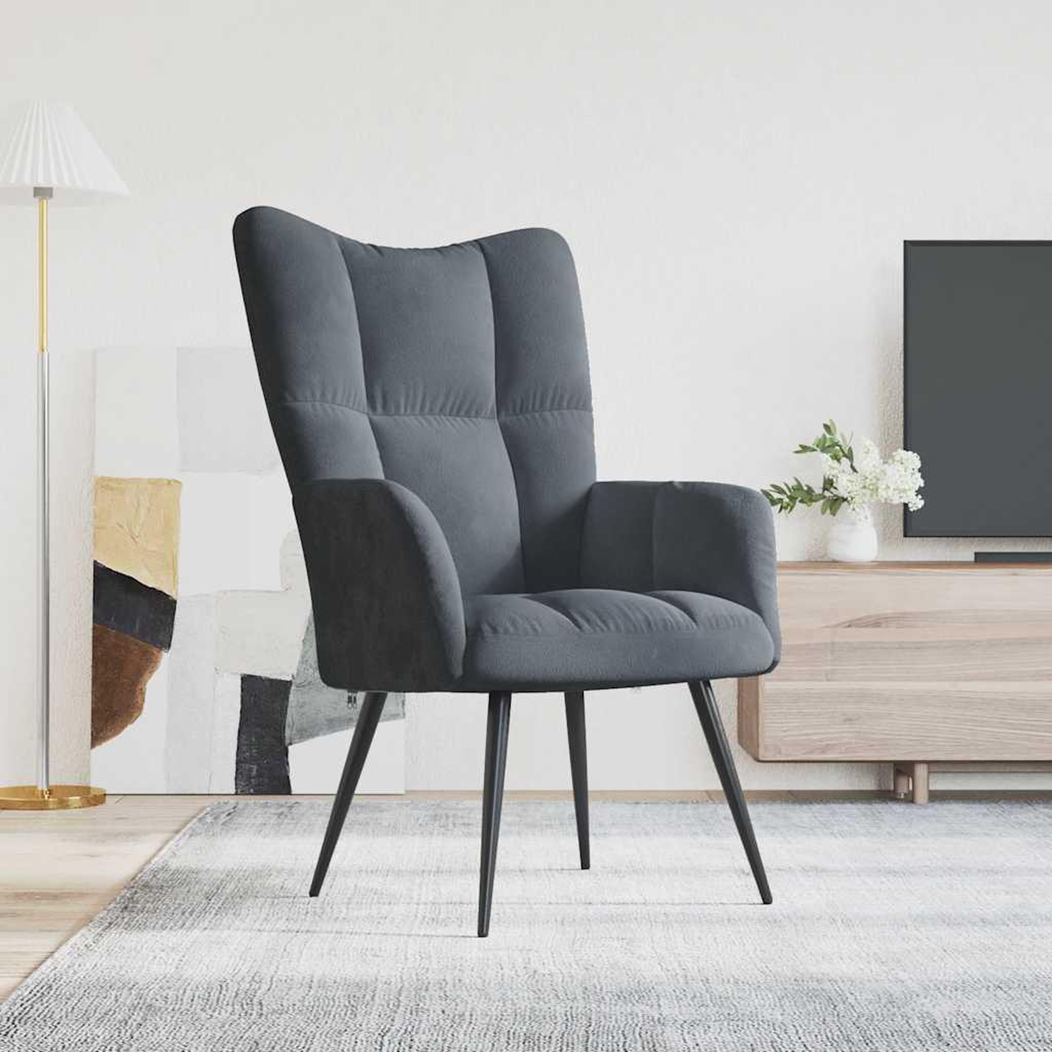 VIDAXL Chaise de relaxation Gris fonce Velours