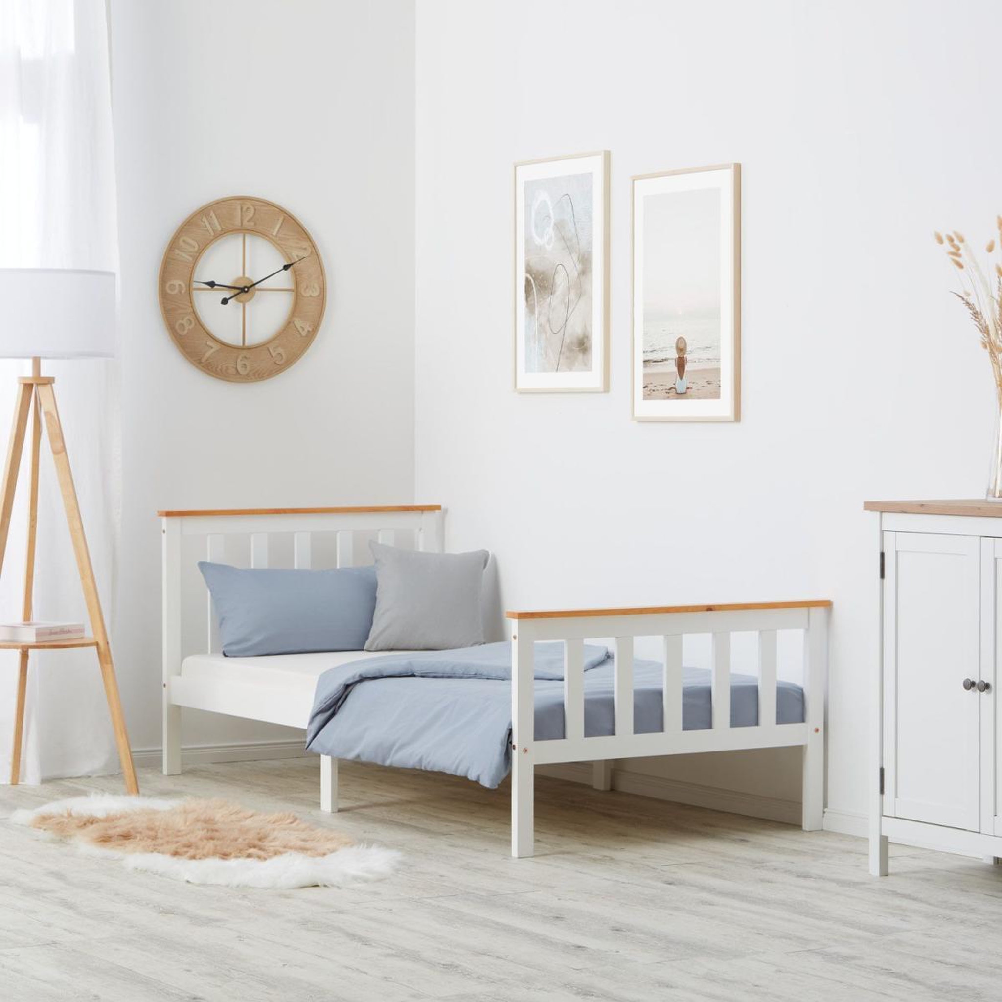 Voir la diapositive 2 : HomeStyle4U Lit en bois de jeunesse 90 x 200 blanc