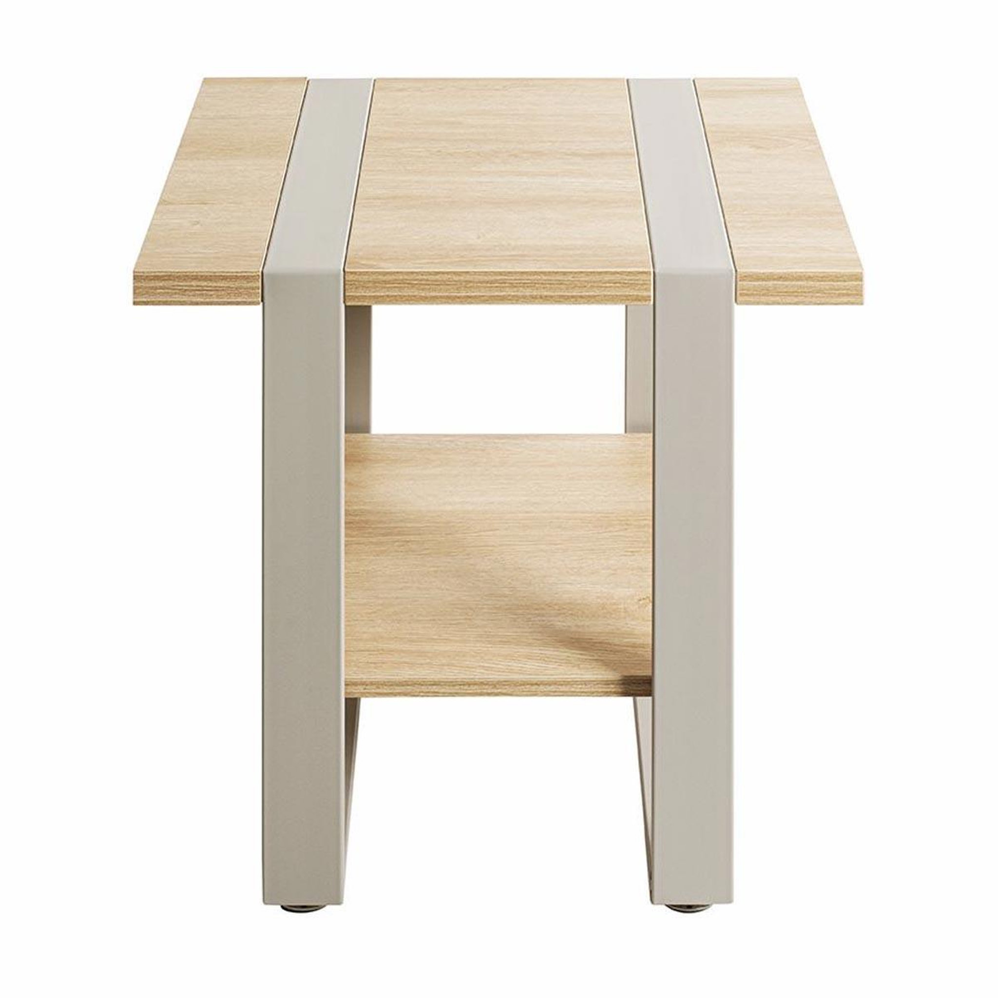 Voir la diapositive 2 : Paris Prix Table d'appoint 2 niveaux  evy  45cm naturel & gris