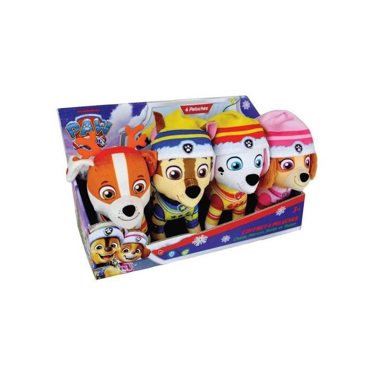 JEMINI Coffret 4 peluches - JEMINI - PAT'PATROUILLE - Chase, Marcus, Ruben et Stella - +/- 12 cm