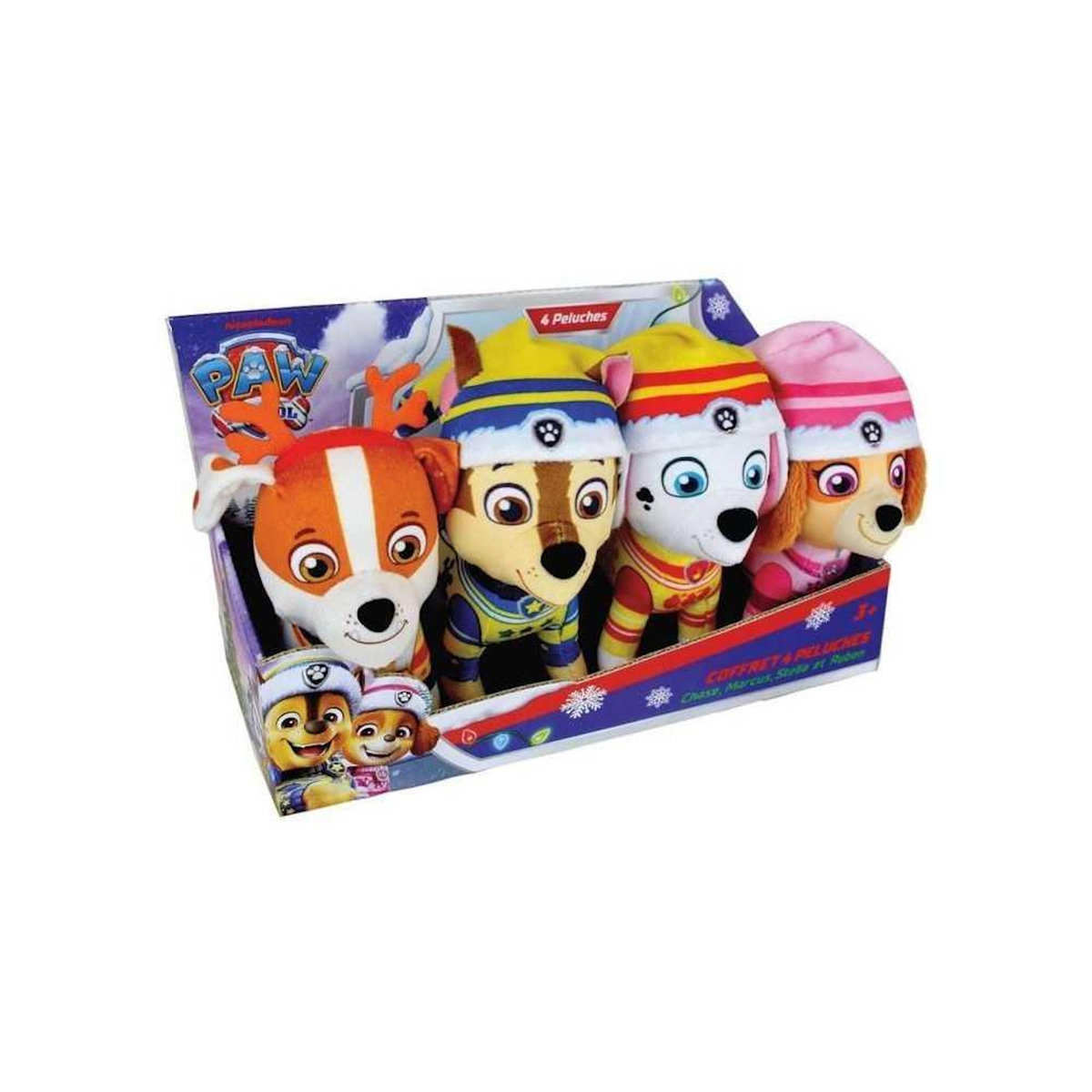 JEMINI Coffret 4 peluches - JEMINI - PAT'PATROUILLE - Chase, Marcus, Ruben et Stella - +/- 12 cm