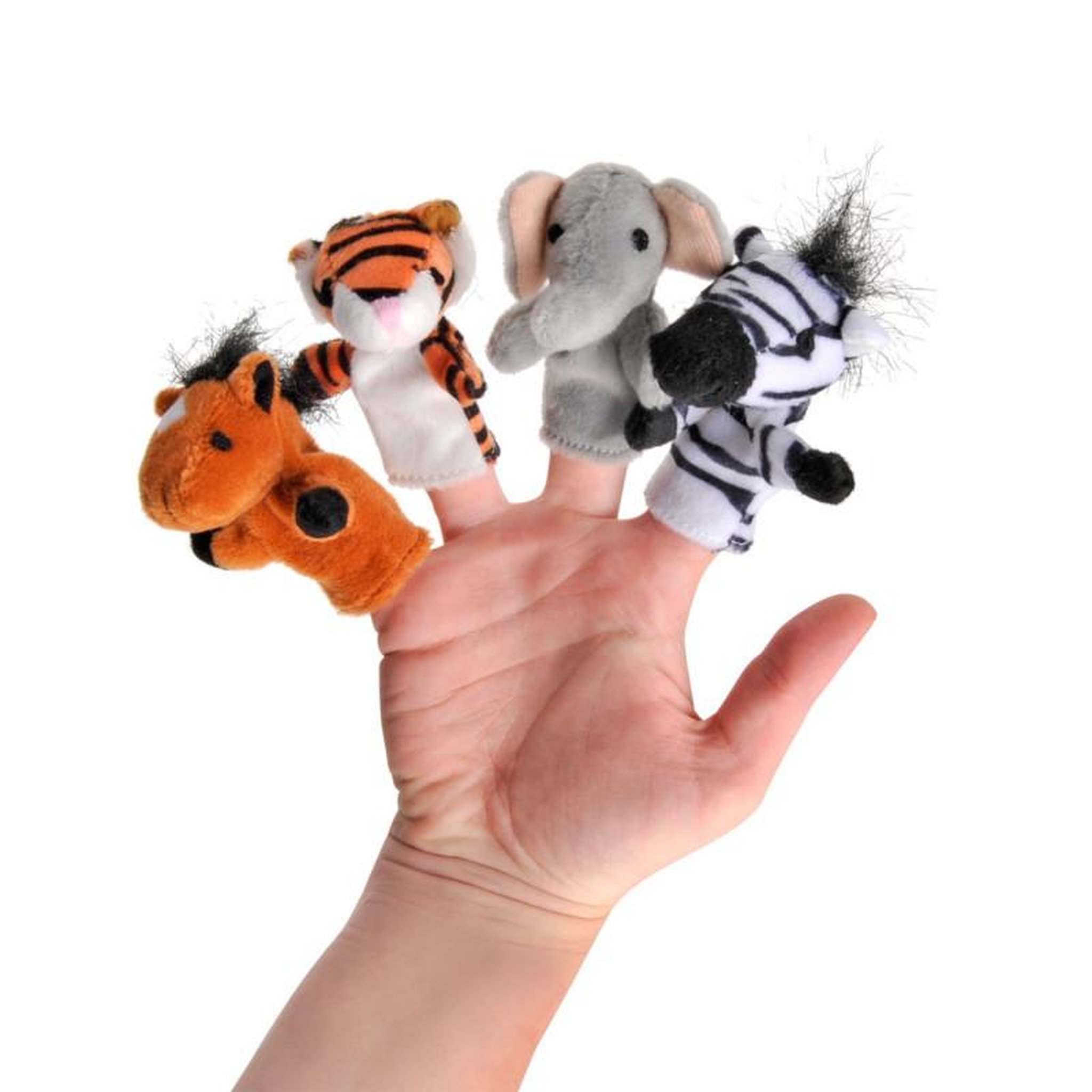 Voir la diapositive 2 : Goki GOKI Lot de 8 Marionnettes à doigt animaux sauvages