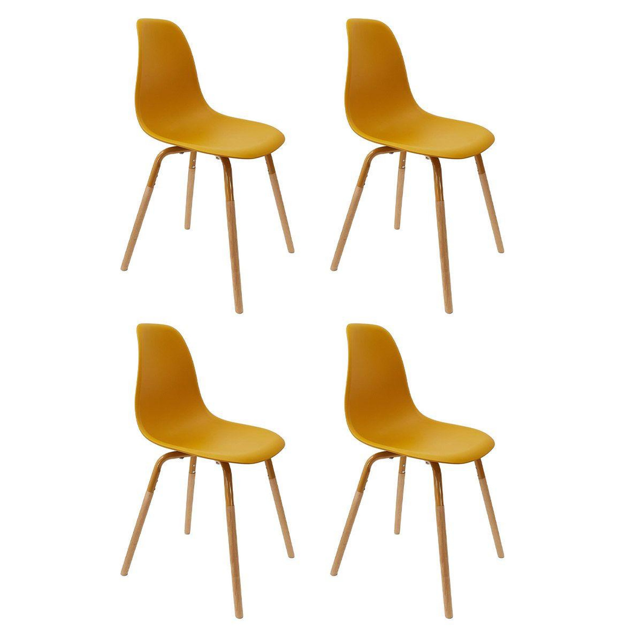 The Home Deco Factory Lot de 4 chaises scandinaves  phénix  81cm moutarde