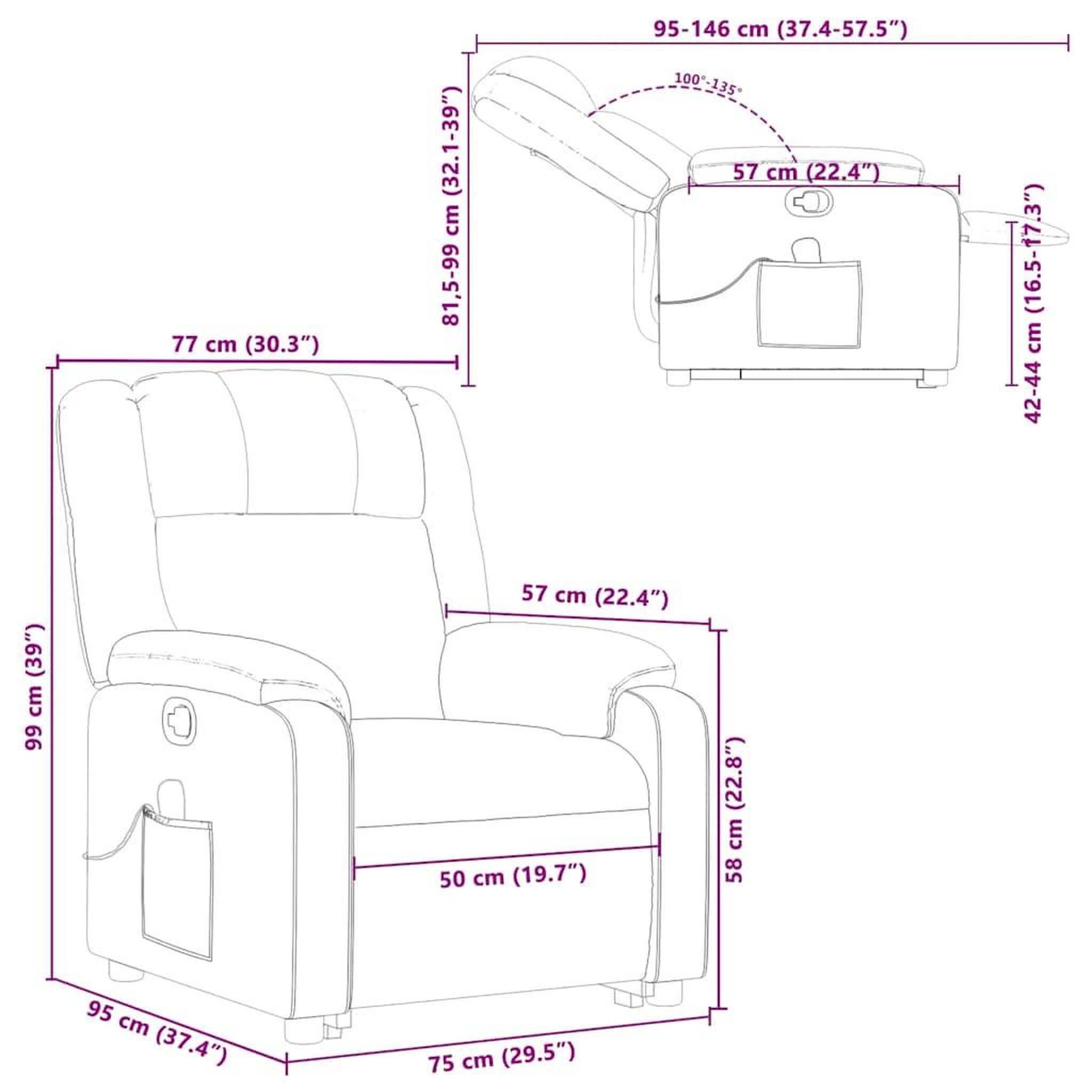 Voir la diapositive 6 : VIDAXL Fauteuil inclinable de massage Creme Tissu