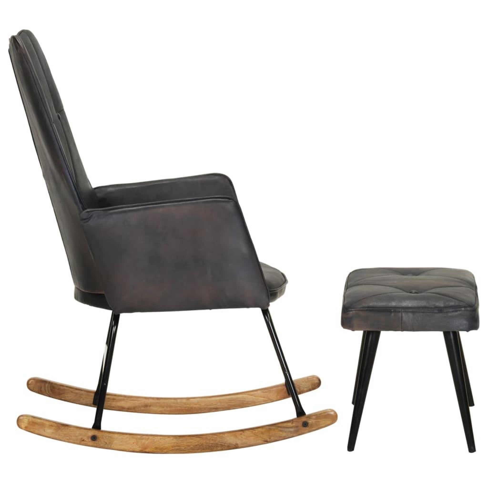 Voir la diapositive 3 : VIDAXL Chaise a bascule avec repose-pied Gris Cuir veritable