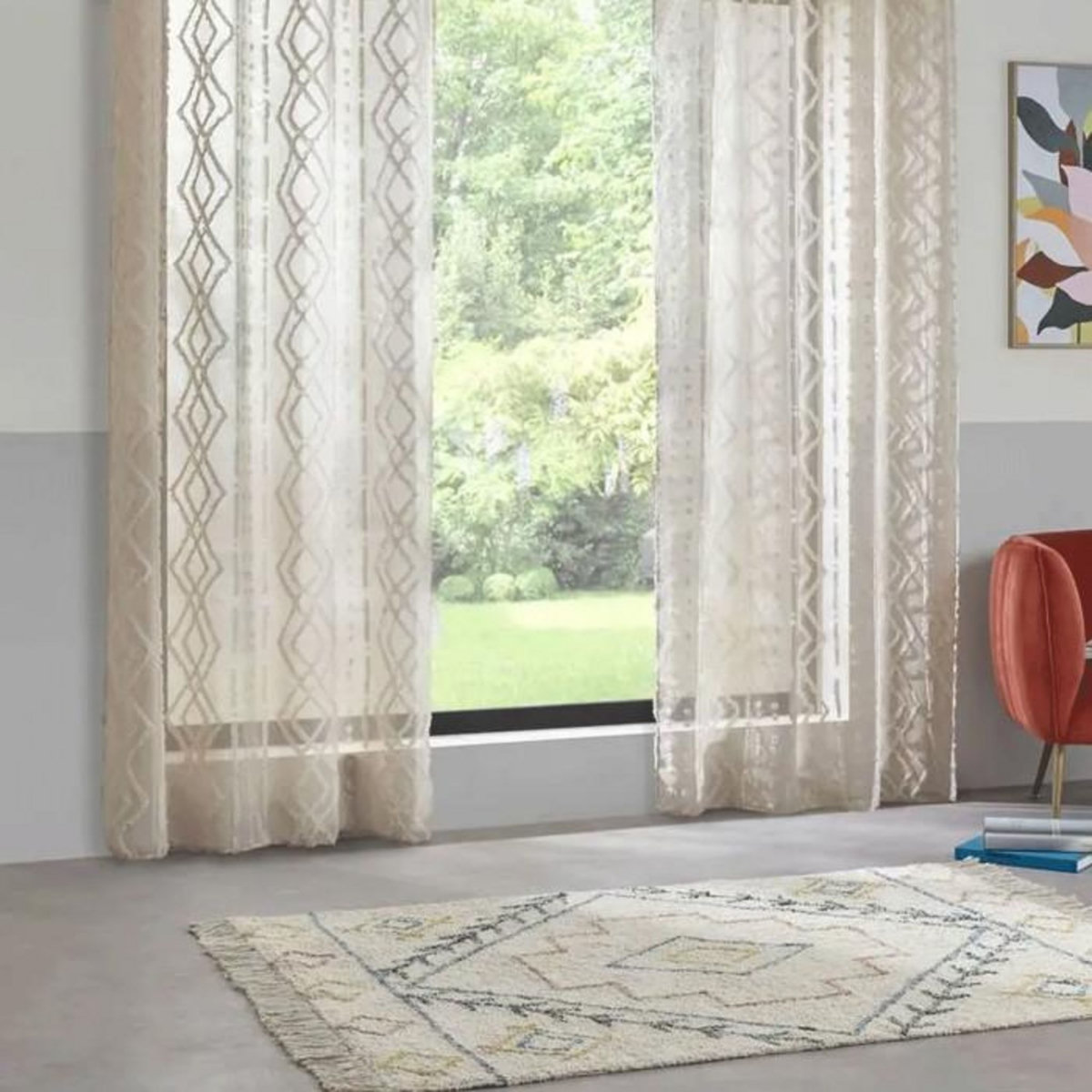 ATMOSPHERA Voilage Sama impression jacquard 140 x 240 cm