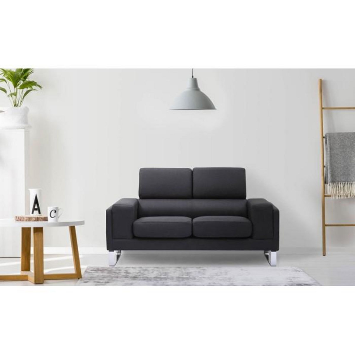 Paris Prix Canapé 2 Places Tissu  Ezekiel  158cm Noir