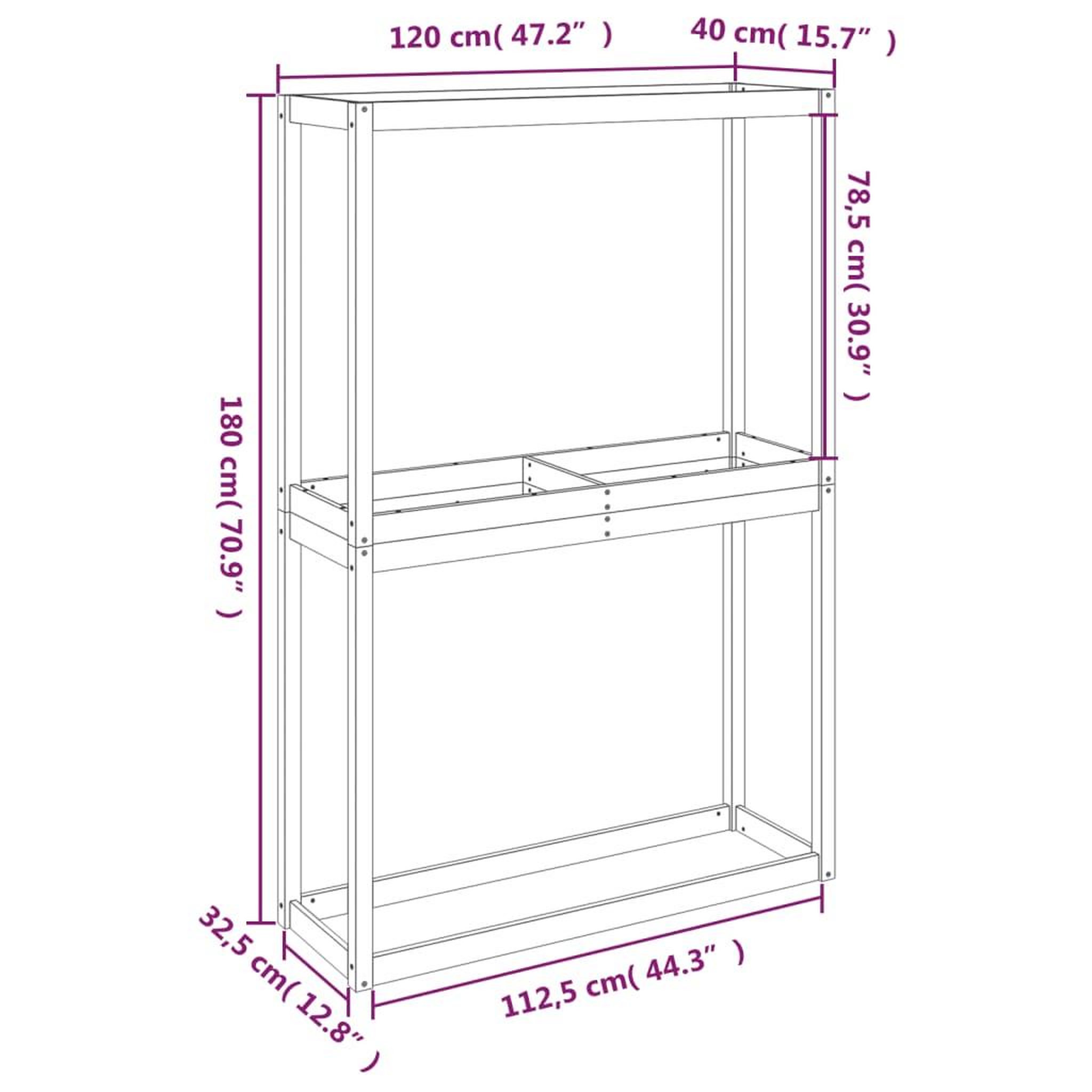 Voir la diapositive 6 : VIDAXL Porte-pneus 120x40x180 cm Bois de pin massif