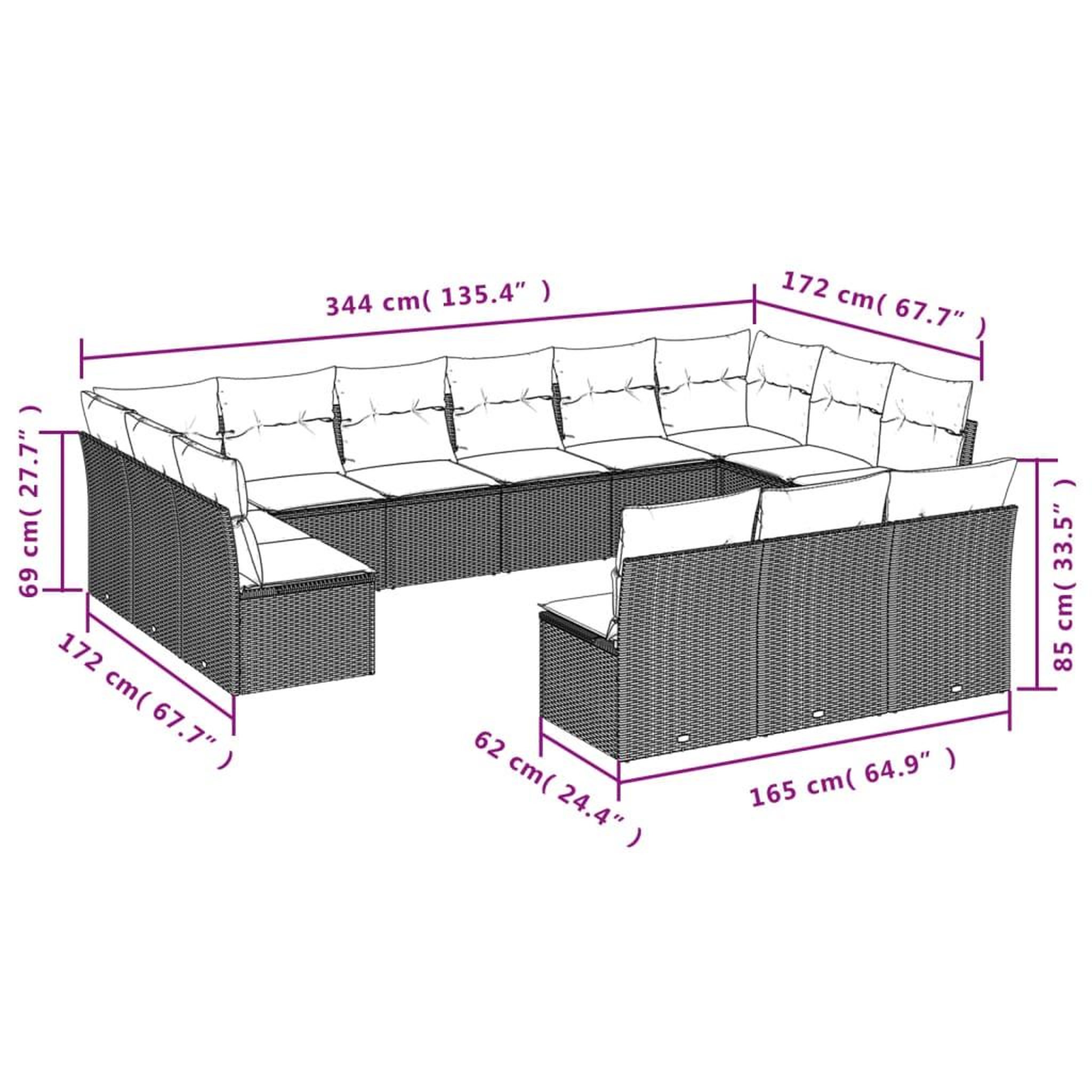 Voir la diapositive 4 : VIDAXL Salon de jardin avec coussins 13 pcs gris resine tressee
