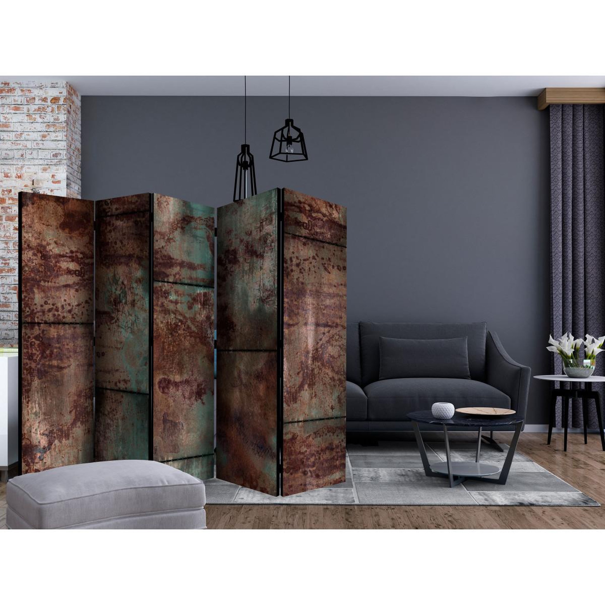 Voir la diapositive 2 : Paris Prix Paravent 5 volets  dark metal sheet  172x225cm
