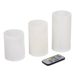 Paris Prix Lot de 3 Bougies Variation de Couleur  LED  15cm Blanc