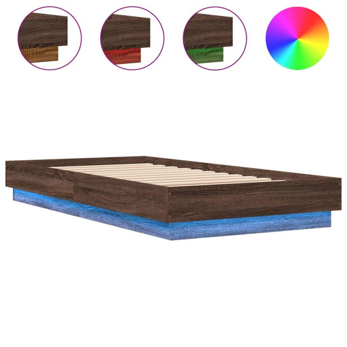 VIDAXL Cadre de lit sans matelas avec lumieres LED 90x190 cm