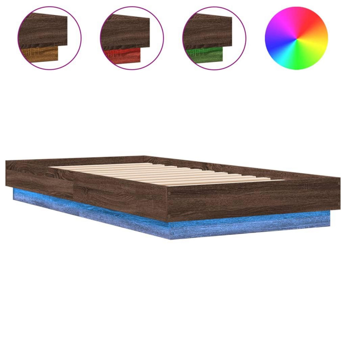 VIDAXL Cadre de lit sans matelas avec lumieres LED 90x190 cm