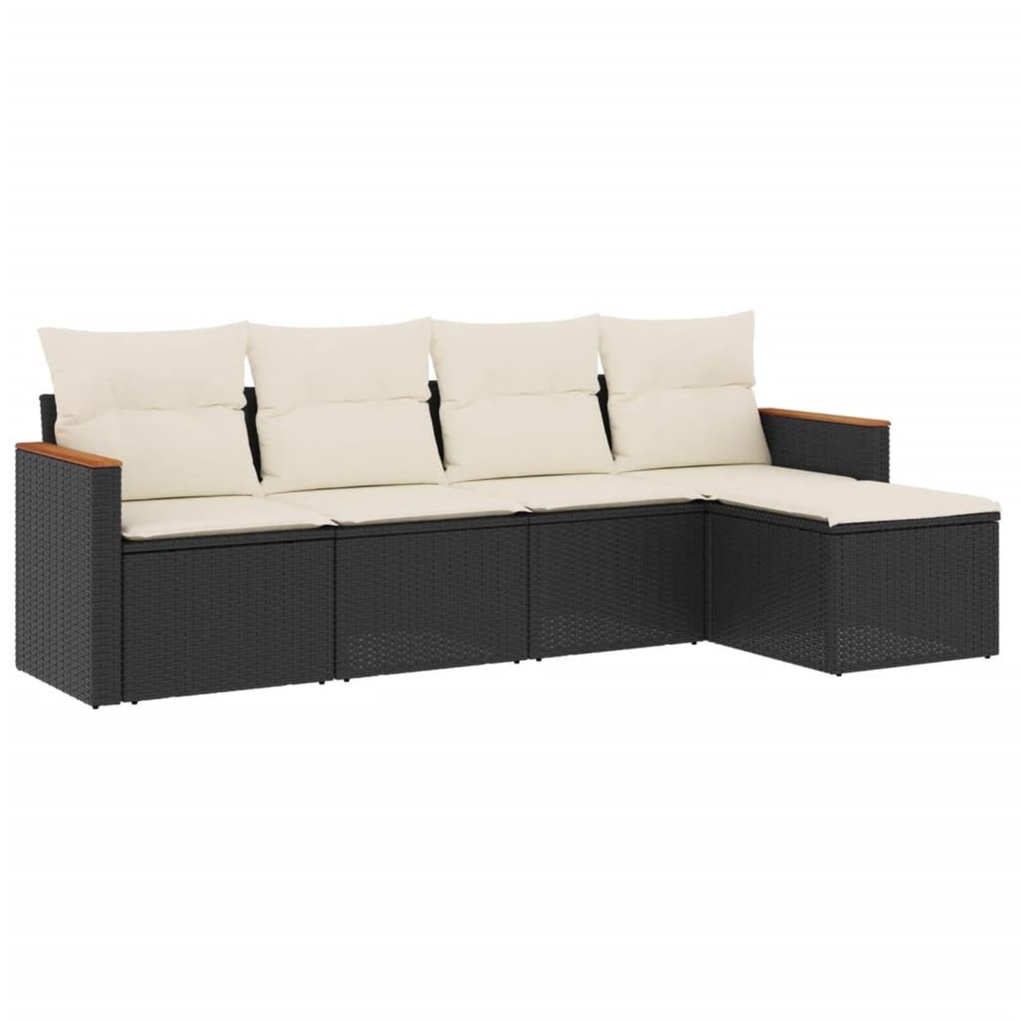 Voir la diapositive 2 : VIDAXL Salon de jardin 5 pcs avec coussins noir resine tressee