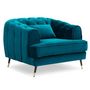 Voir la diapositive 2 : Paris Prix Fauteuil Capitonné en Velours  Glamour  93cm Bleu
