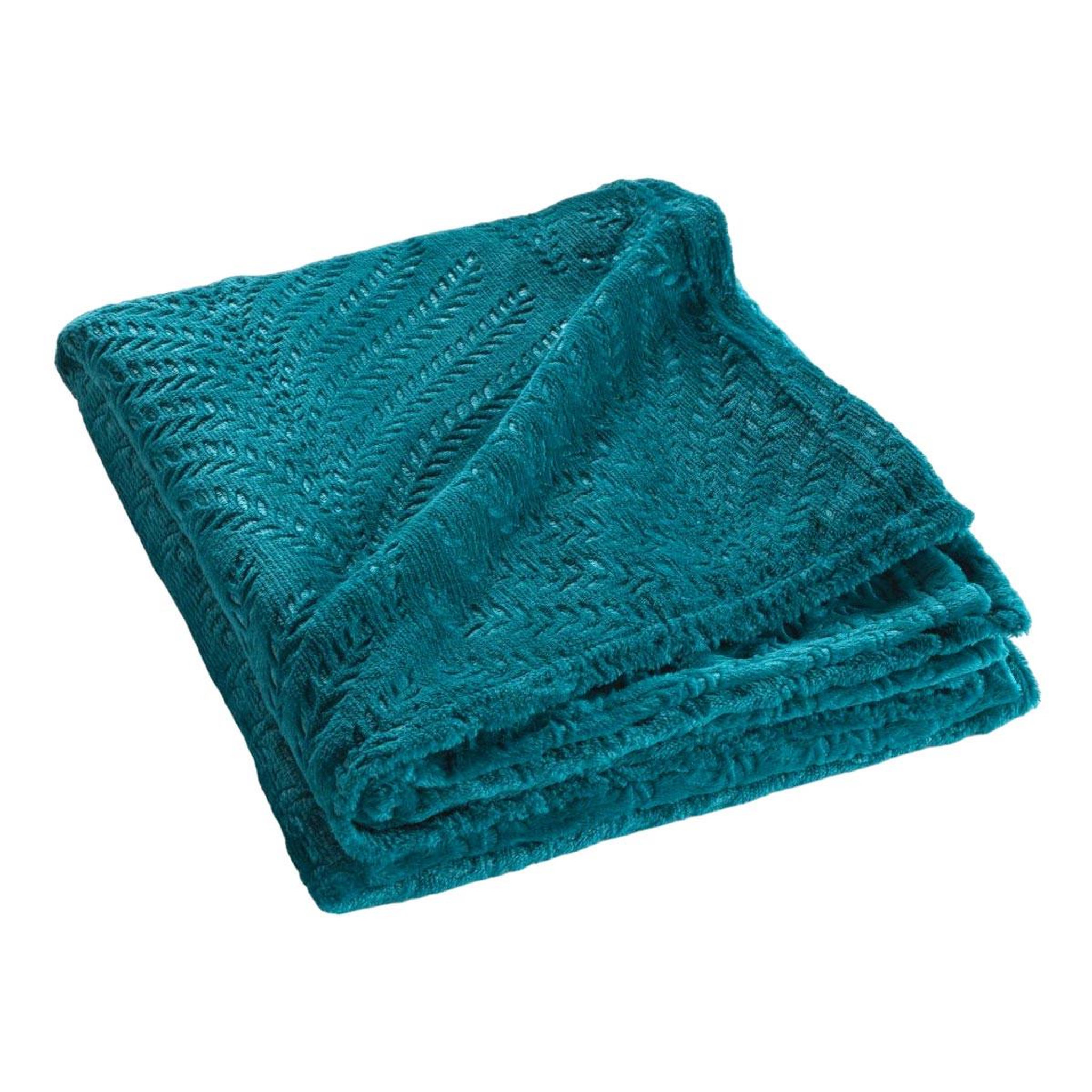 Douceur d'Intérieur Plaid uni en flanelle  nelia  125x150cm bleu