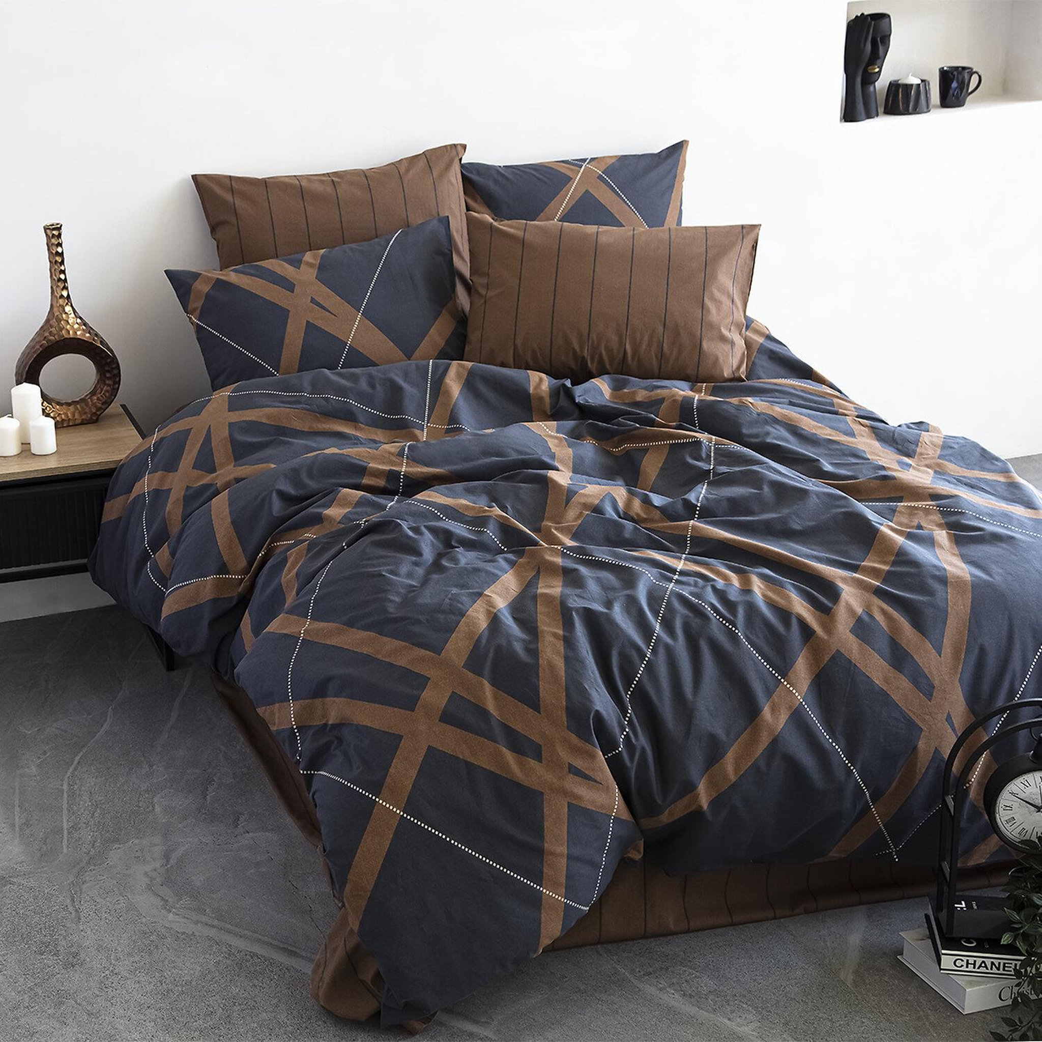 Voir la diapositive 1 : Home collection Parure housse de couette 100% coton 57 fils imprimé - modern