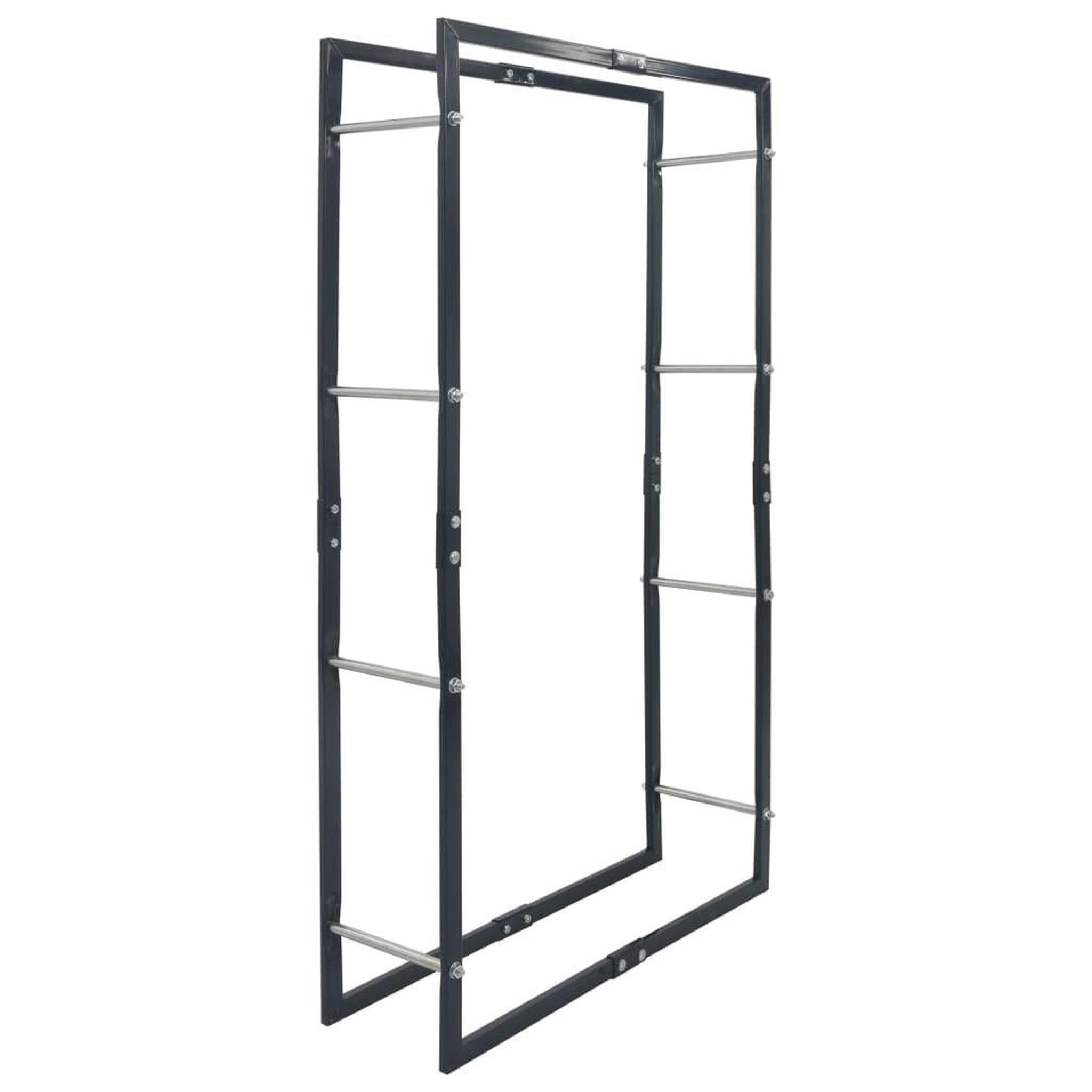 VIDAXL Portant de bois de chauffage noir 80x25x150 cm acier