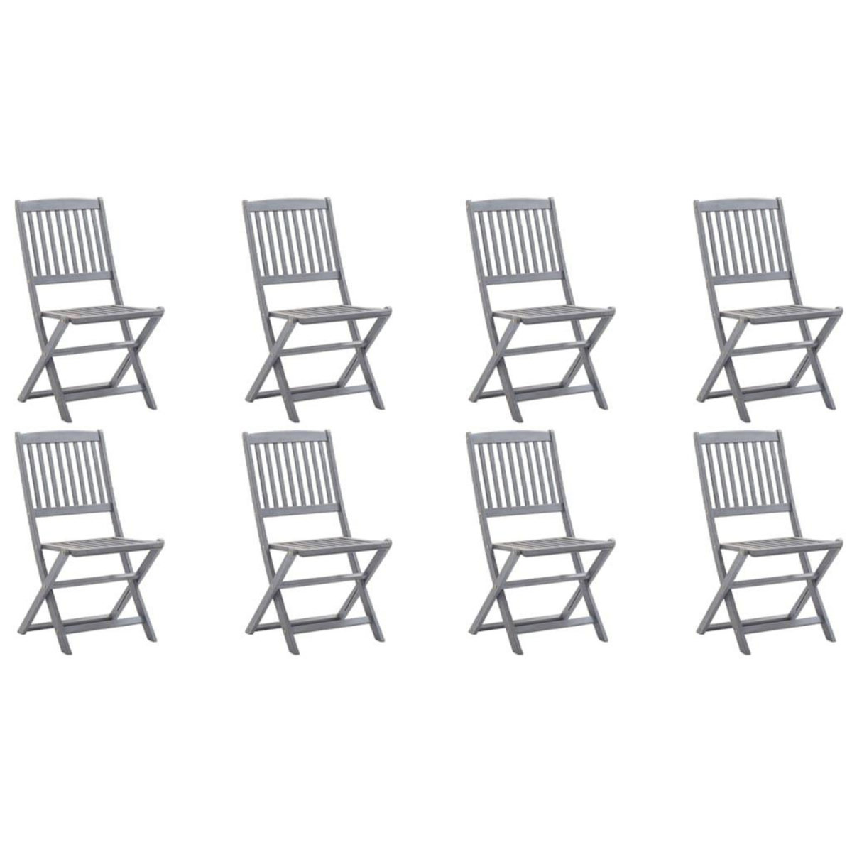 VIDAXL Chaises pliables d'exterieur lot de 8 et coussins Bois d'acacia