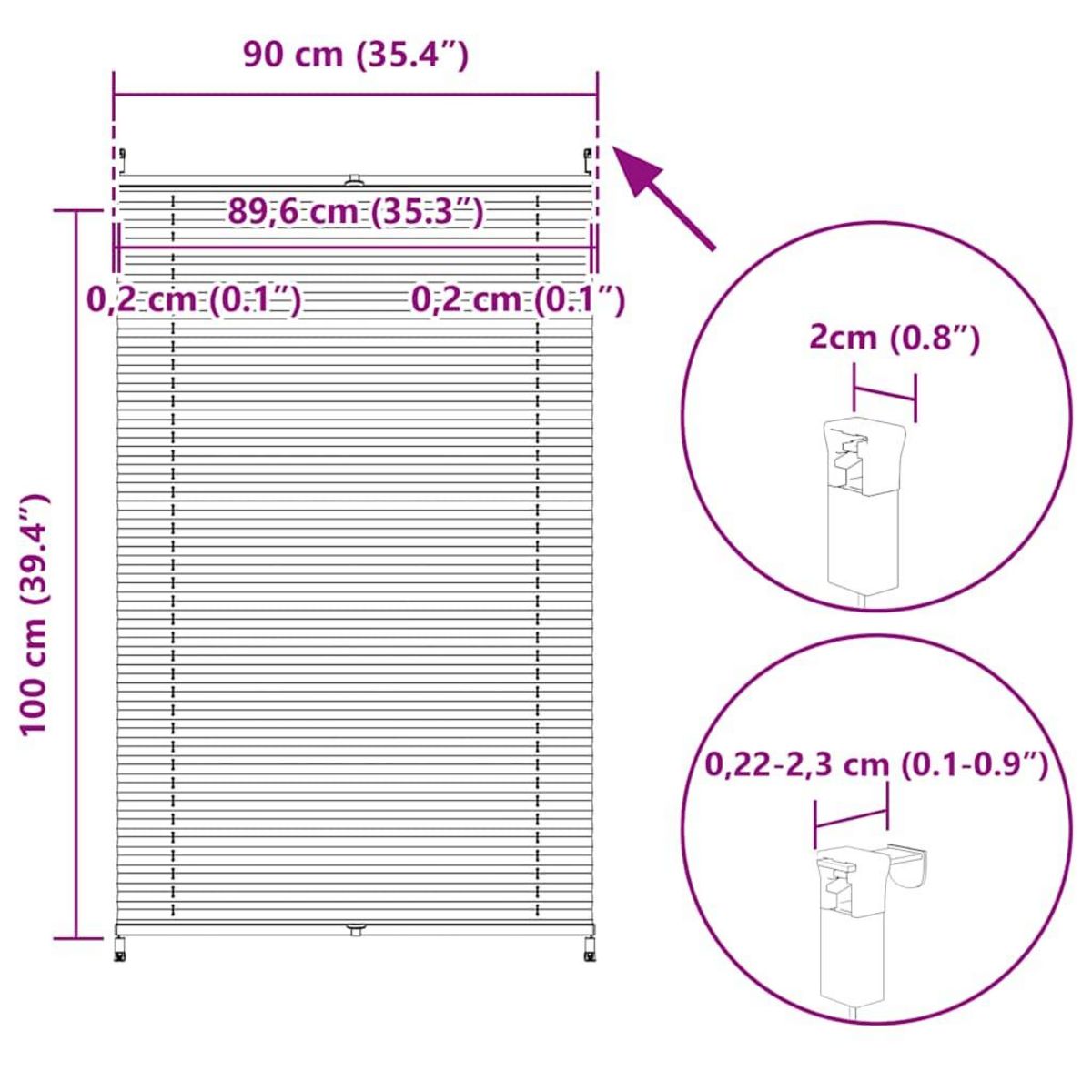 VIDAXL Store plisse 90x100 cm Blanc