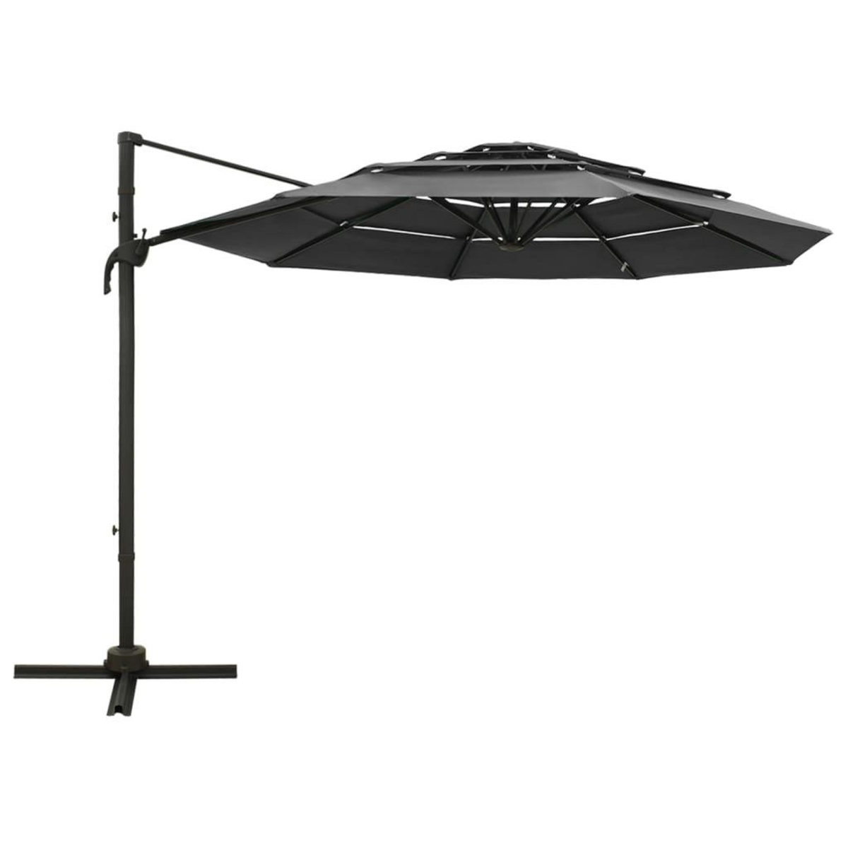 VIDAXL Parasol de jardin a 4 niveaux avec mat en aluminium anthracite
