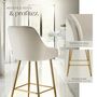 Voir la diapositive 4 : tectake Tabouret de bar en aspect velours rembourré crème/or Ensemble de 2 pièces