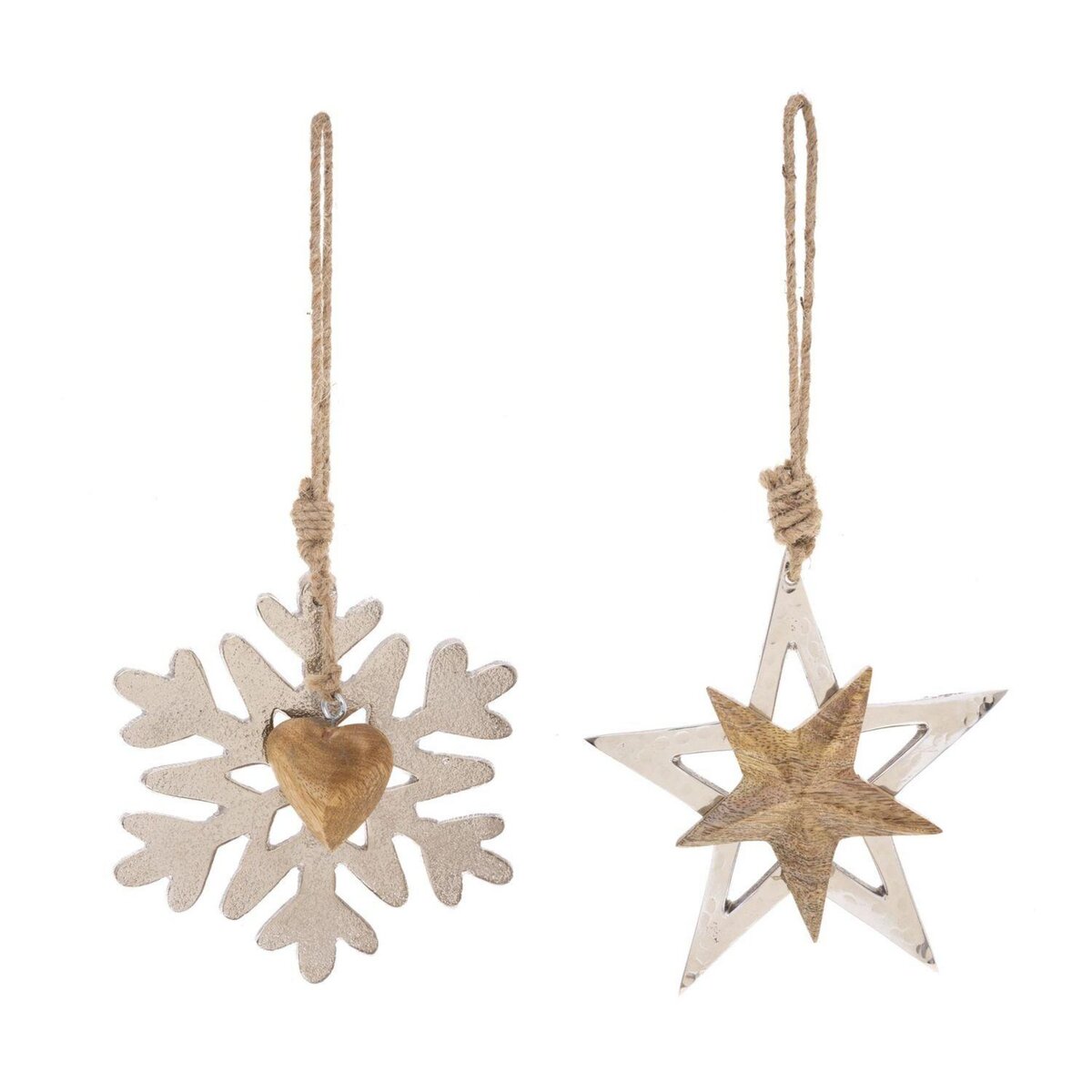 TOILINUX 2 Décoration pour sapin de Noël en bois Lodge - Blanc