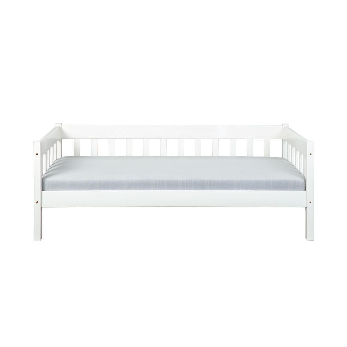 Lit Banquette en bois massif teinté blanc 90x200cm GUSTAVE