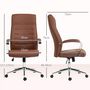 Voir la diapositive 3 : HOMCOM Chaise de bureau direction ergonomique réglable métal chromé synthétique marron