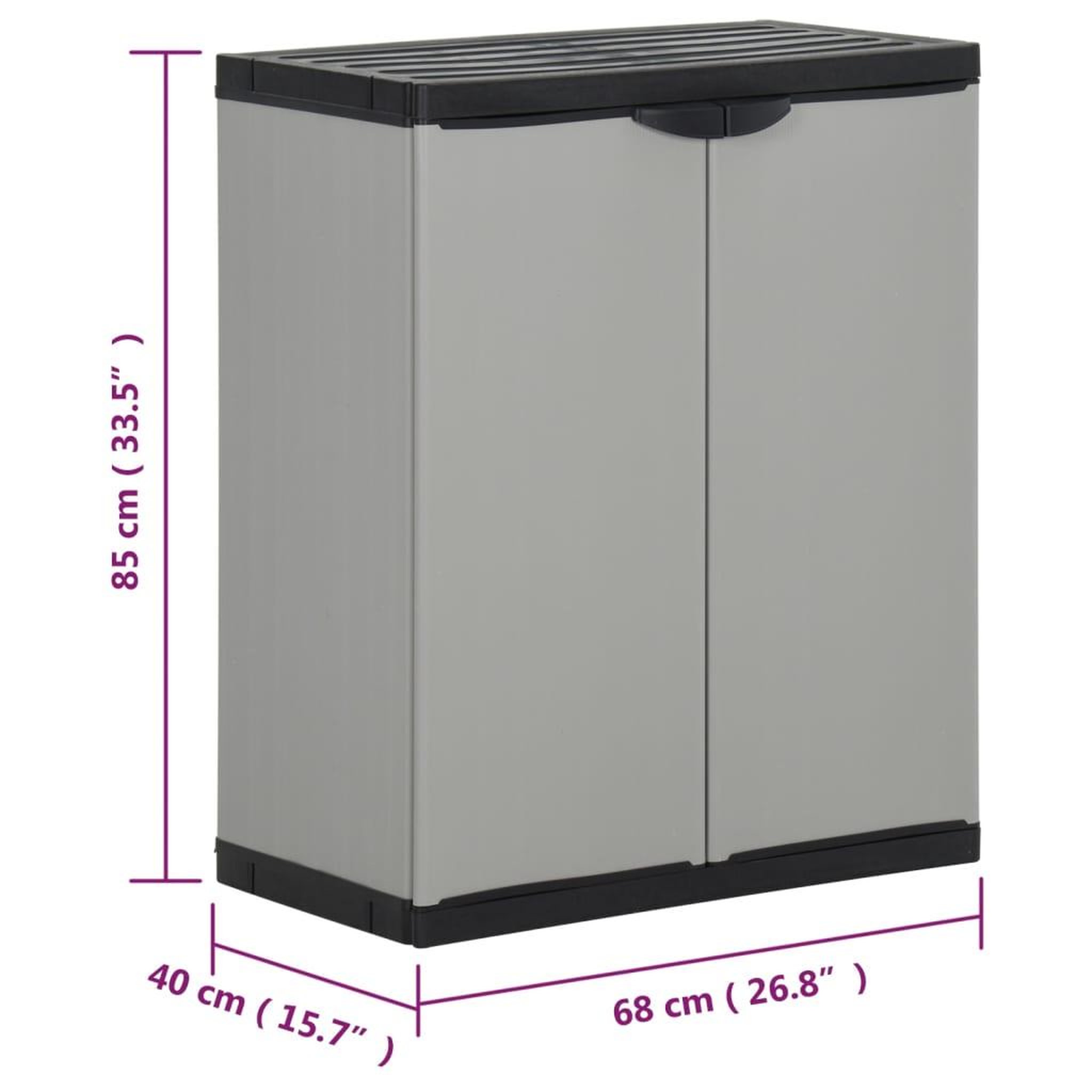 Voir la diapositive 6 : VIDAXL Armoire a dechets de jardin Gris et noir 68x40x85 cm PP