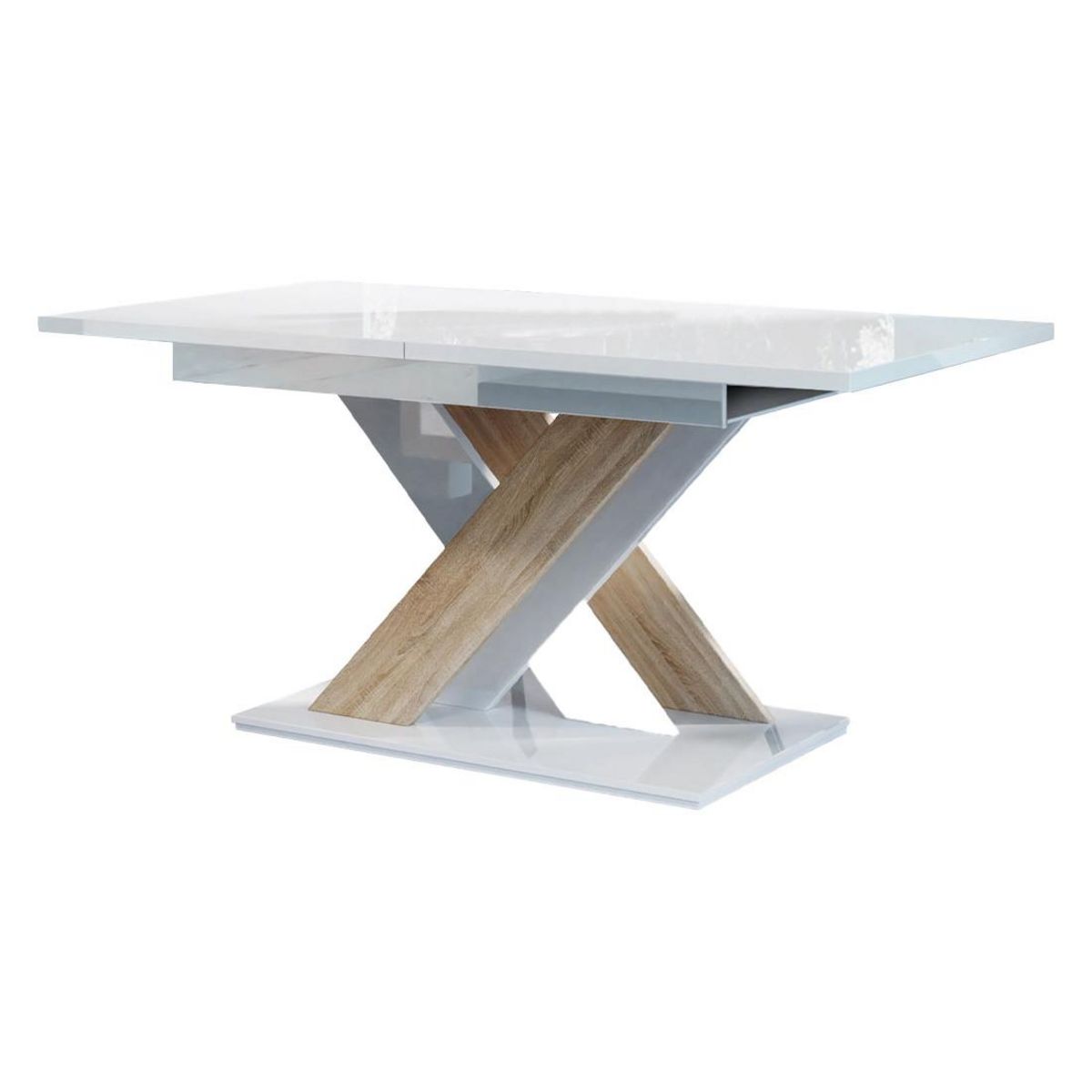 BEST MOBILIER Buriti - table à manger extensible - blanc et chêne clair - 4 à 6 personnes