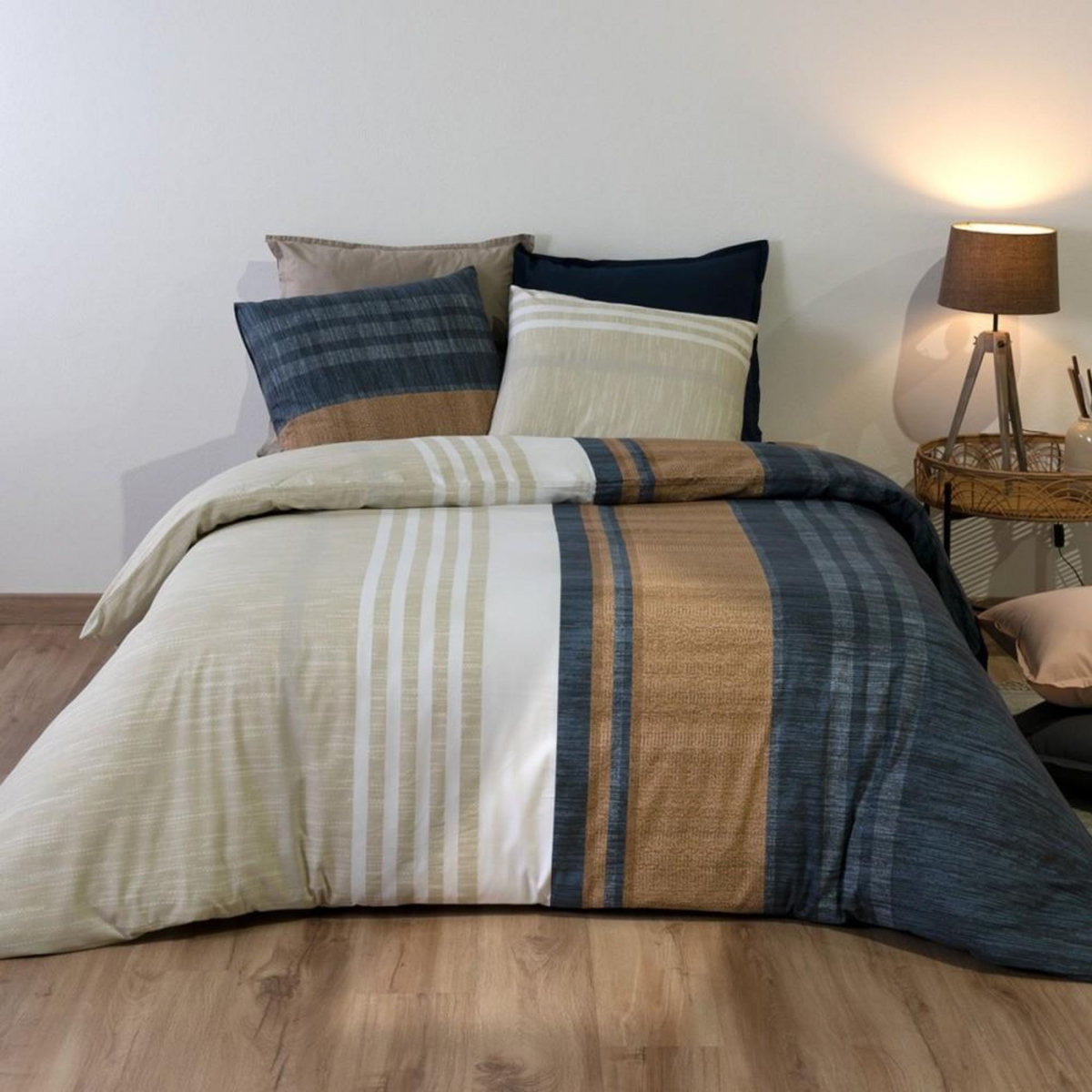 ATELIER DU COTON Housse de couette 240x220 ROMANE + 2 taies coton 57 fils