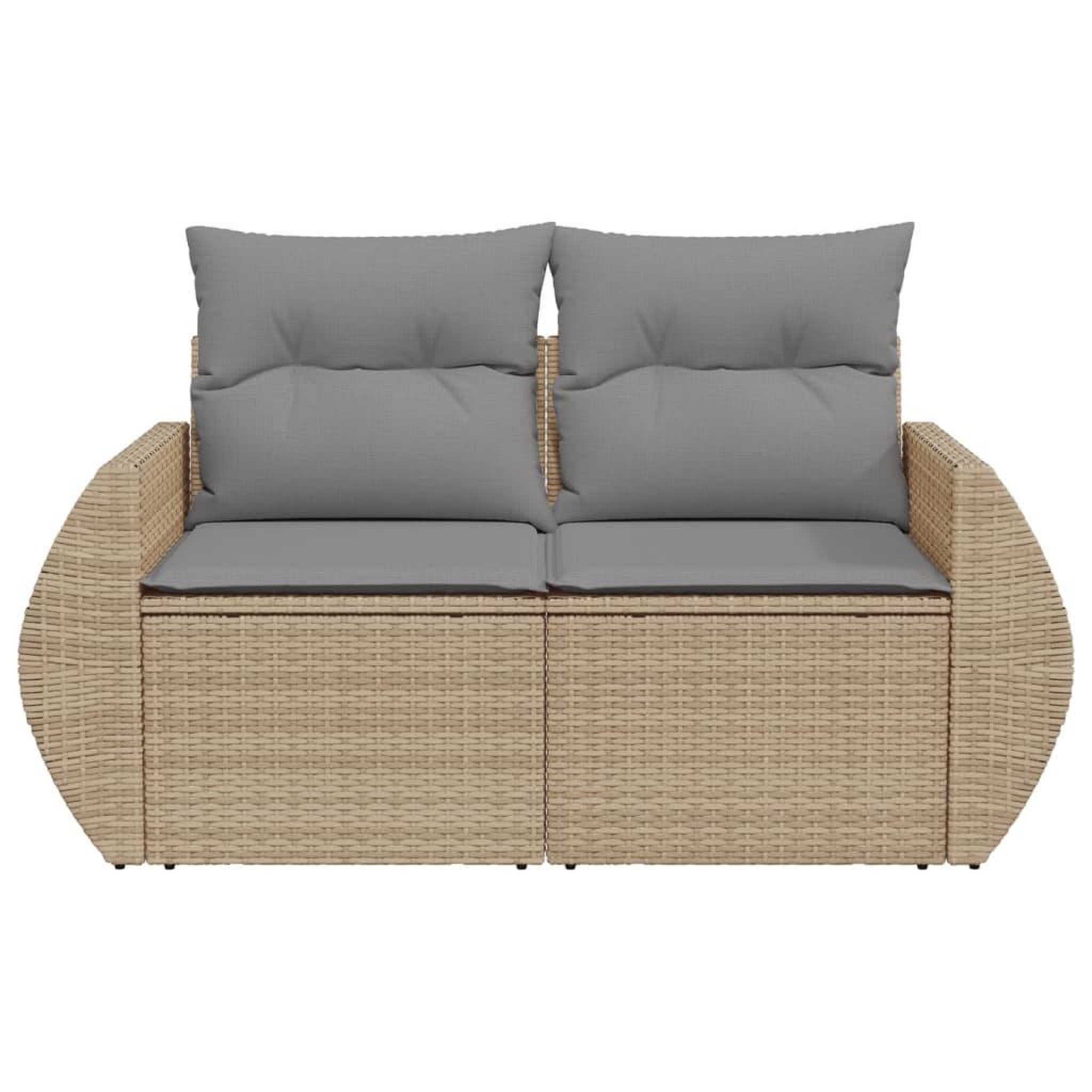 Voir la diapositive 4 : VIDAXL Canape de jardin avec coussins 2 places beige resine tressee