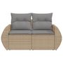 Voir la diapositive 4 : VIDAXL Canape de jardin avec coussins 2 places beige resine tressee