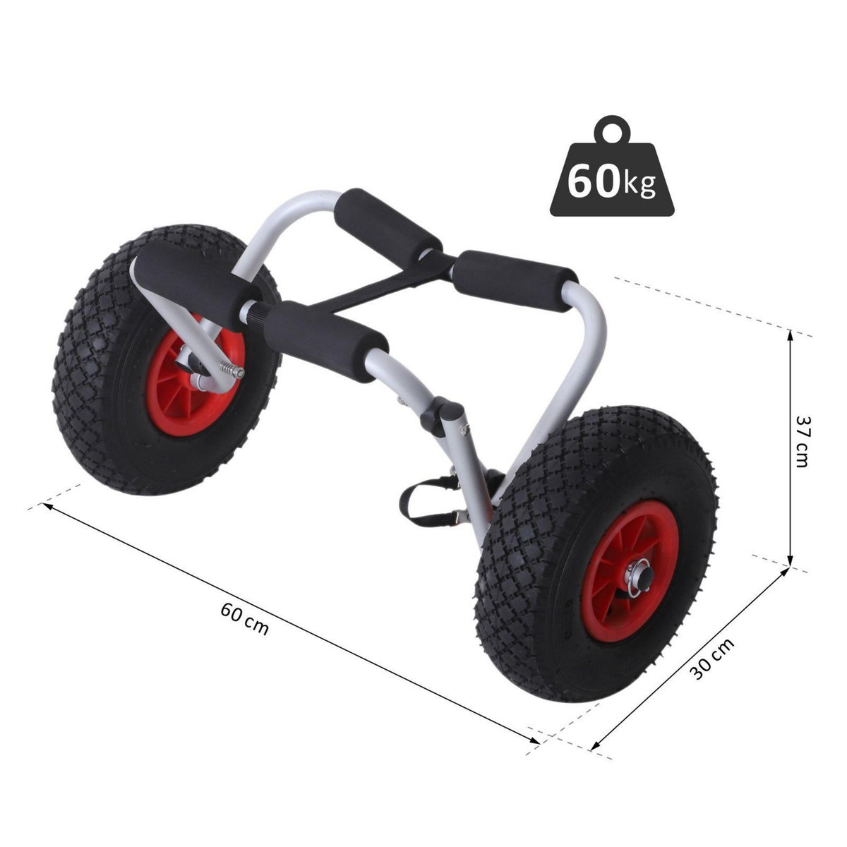 OUTSUNNY Chariot sit on top kayak chariot de transport pliable pour bateaux canoë ou kayak charge max. 70 Kg alu. mousse antidérapante