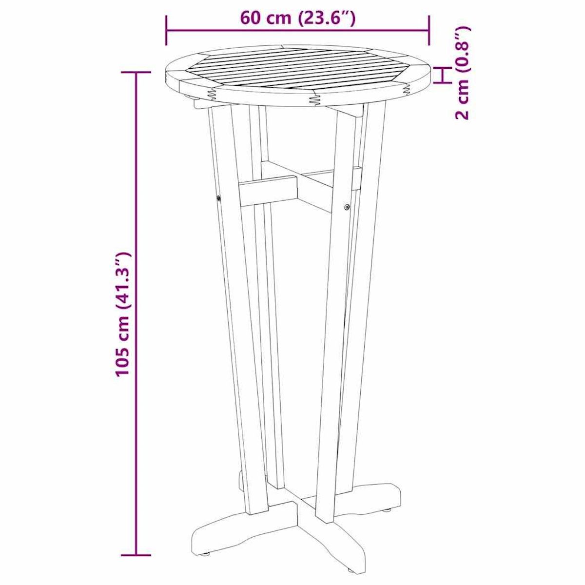 VIDAXL Table de bar de jardin Ø60x105 cm Bois d'acacia solide